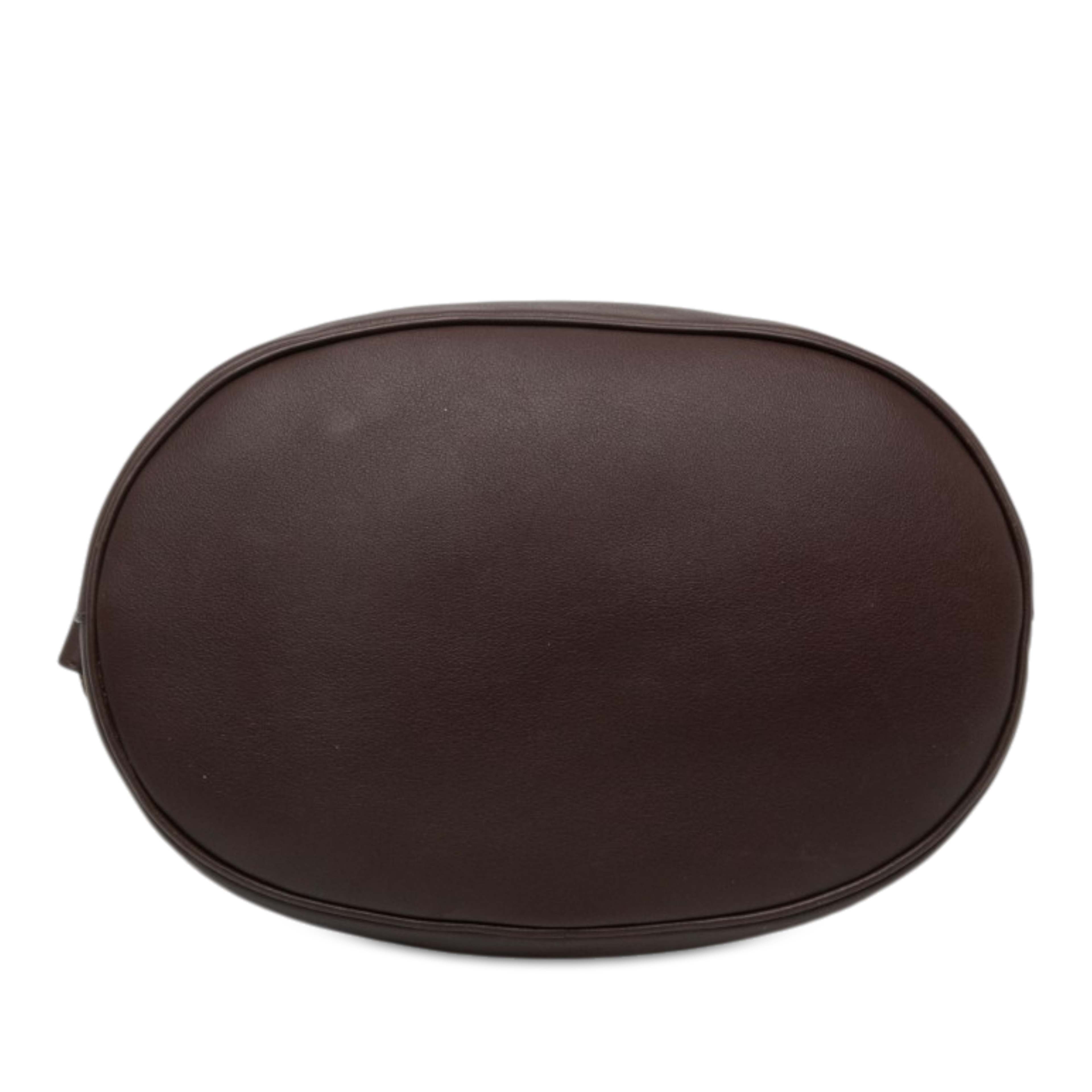 Prada Calfskin Jeweled Belted Bucket Bag, från Luxclusif, i färgen brun. Klicka för att öppna bilden i stort format