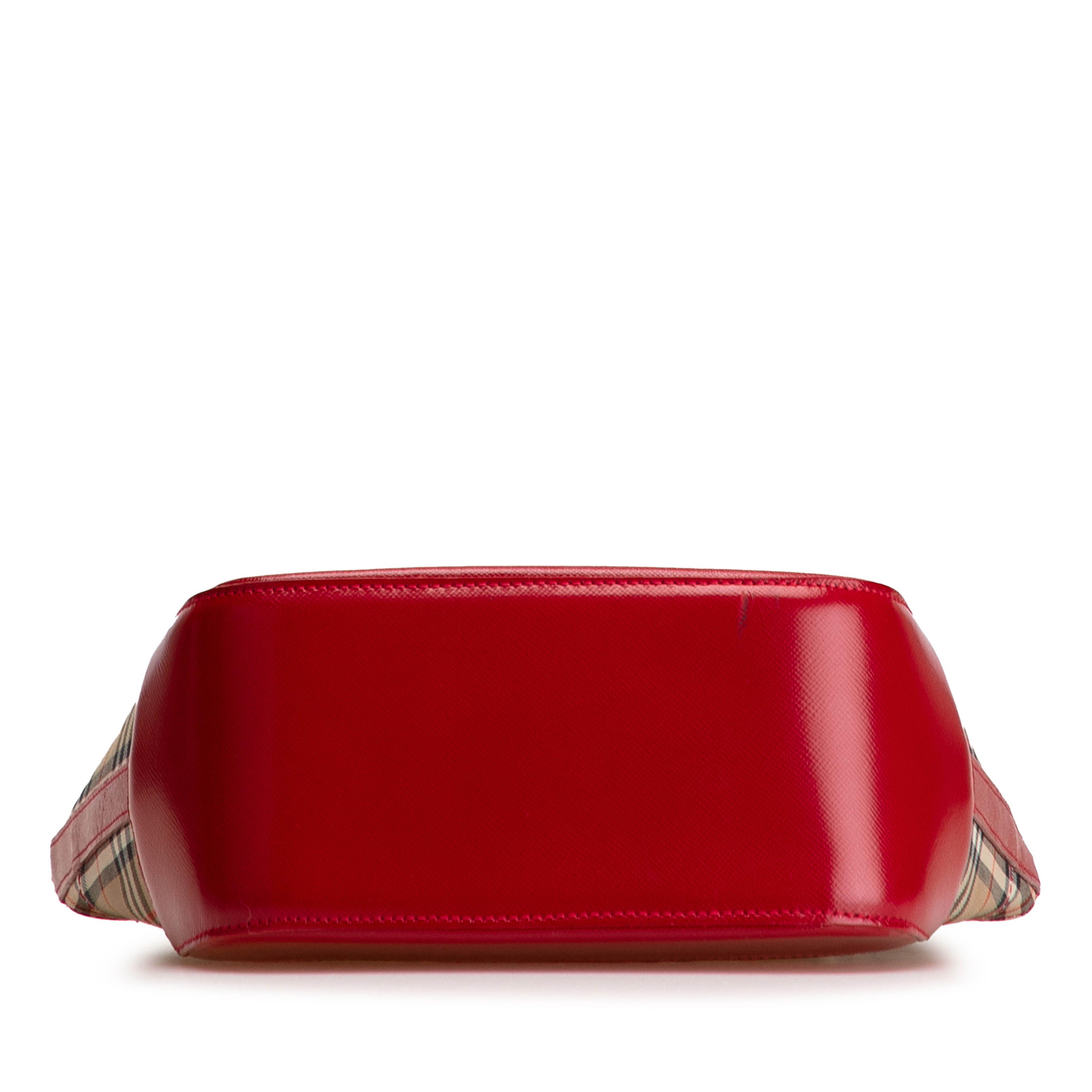 Burberry Haymarket Check Canvas Handbag, från Luxclusif, i färgen beige. Klicka för att öppna bilden i stort format