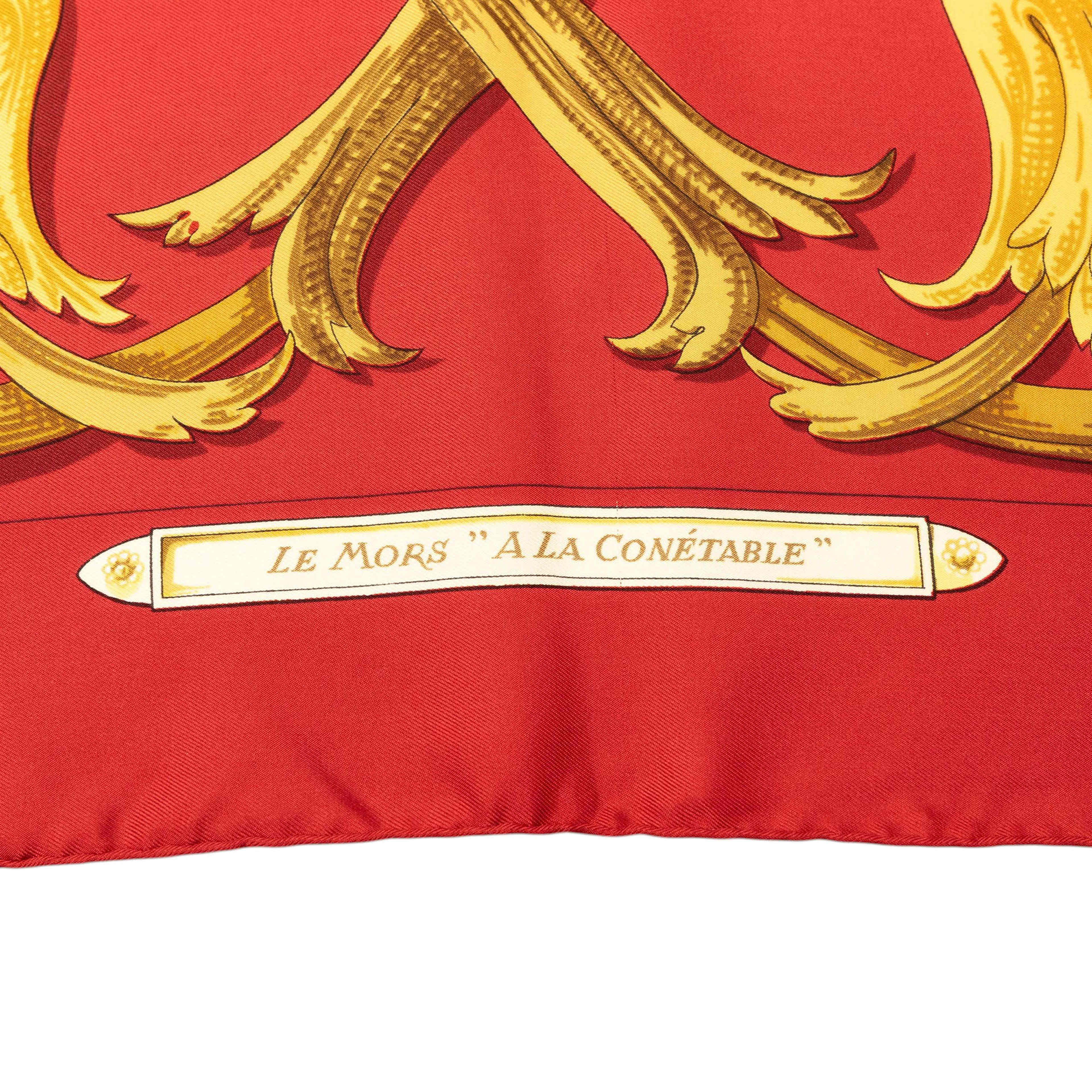 Hermès Le Mors A La Conetable Silk Scarf 90, från Luxclusif, i färgen red. Klicka för att öppna bilden i stort format