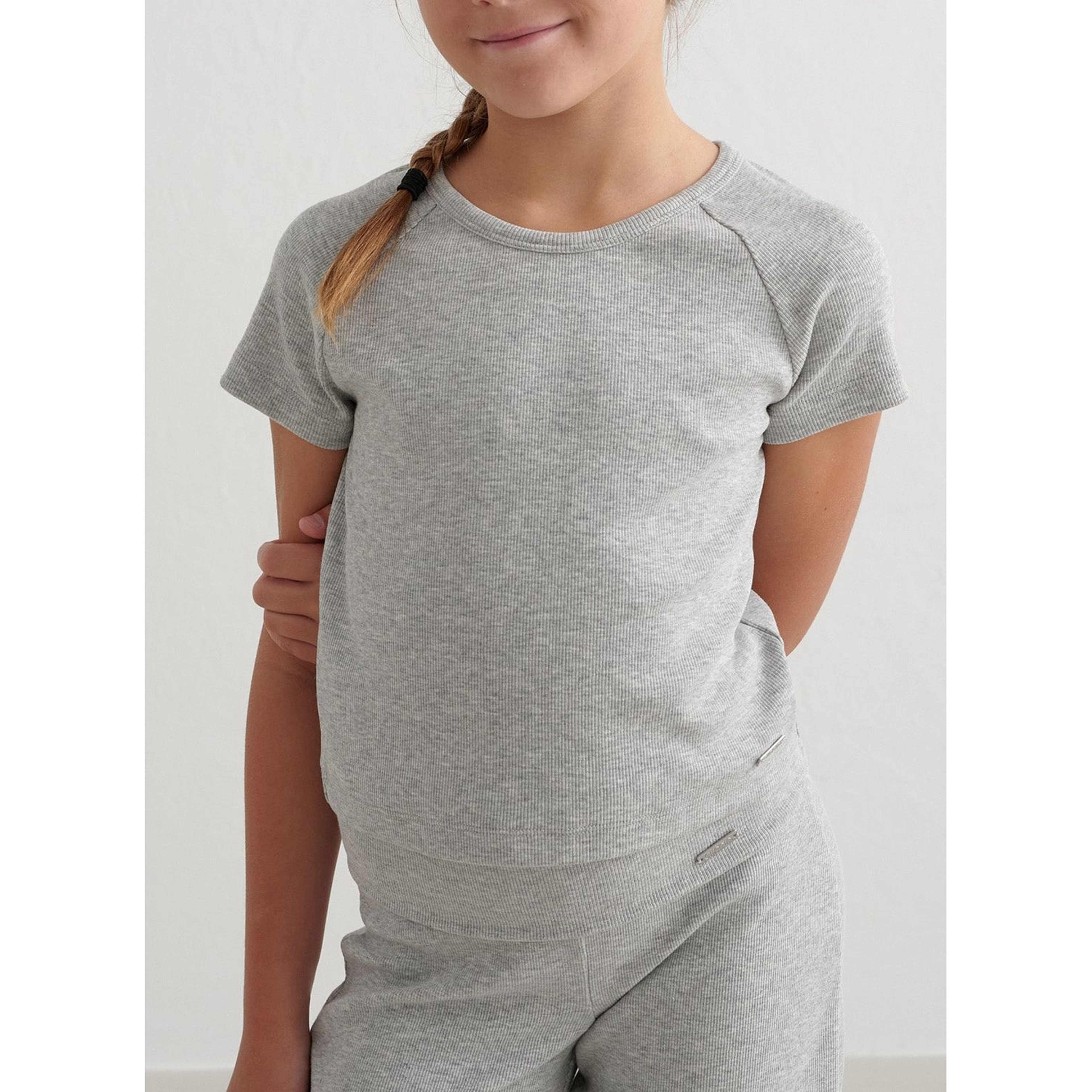 Grey Melange Young Ease Ribbed Short Sleeve