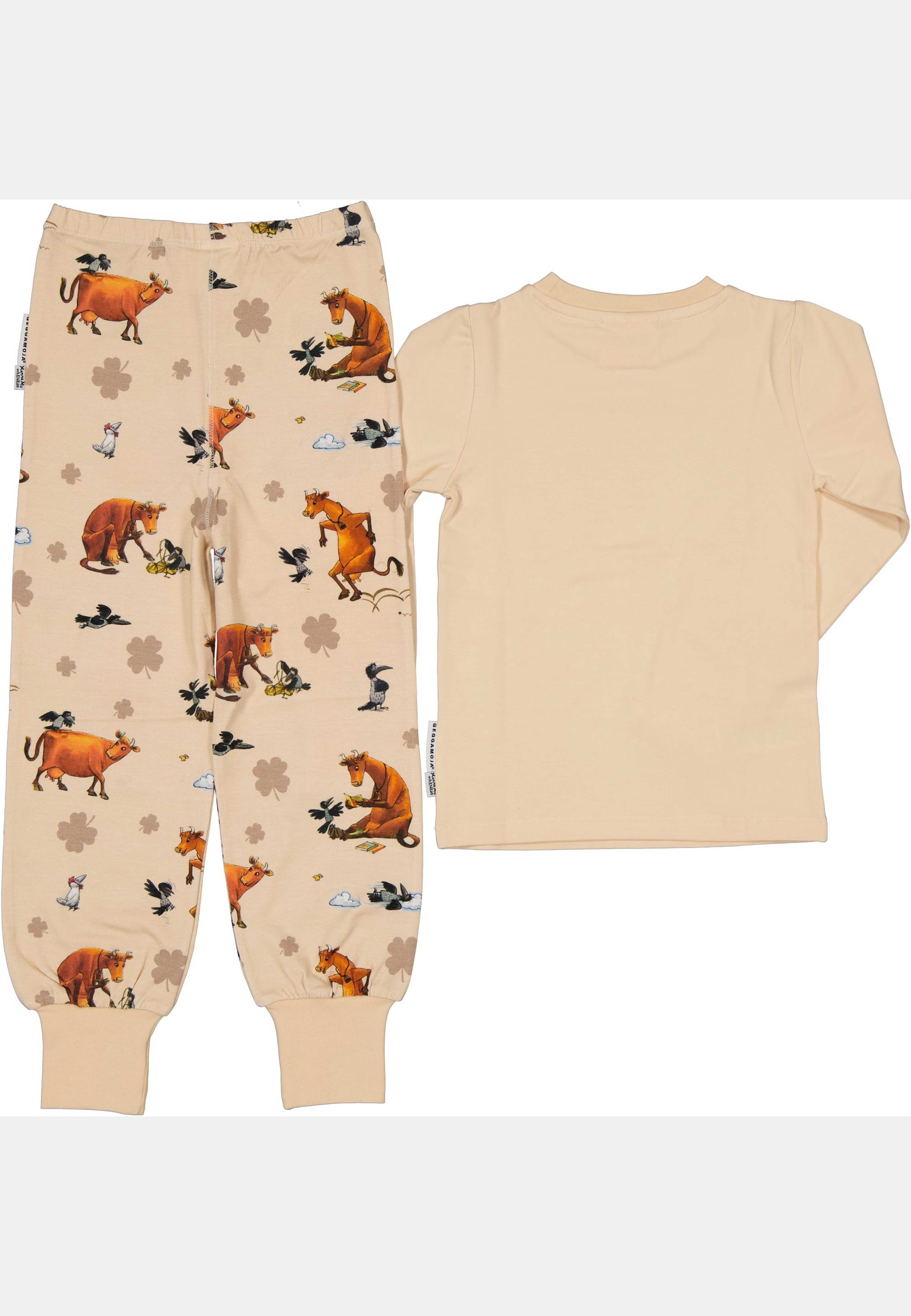 Mamma Mu Och Kråkan Pyjamas Tvådelad, från Geggamoja, i färgen beige moln. Klicka för att öppna bilden i stort format