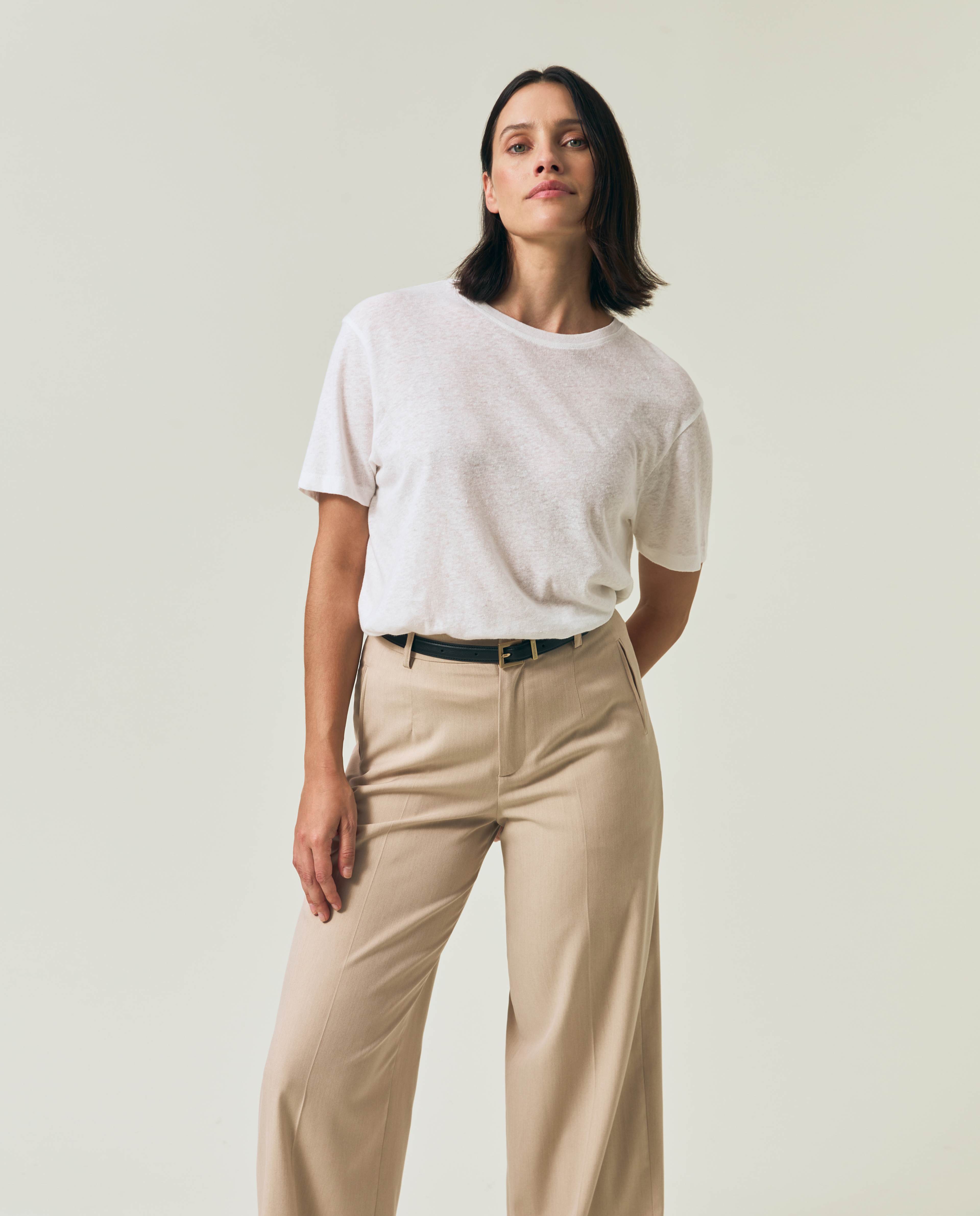 Linen Blend Boxy Tee