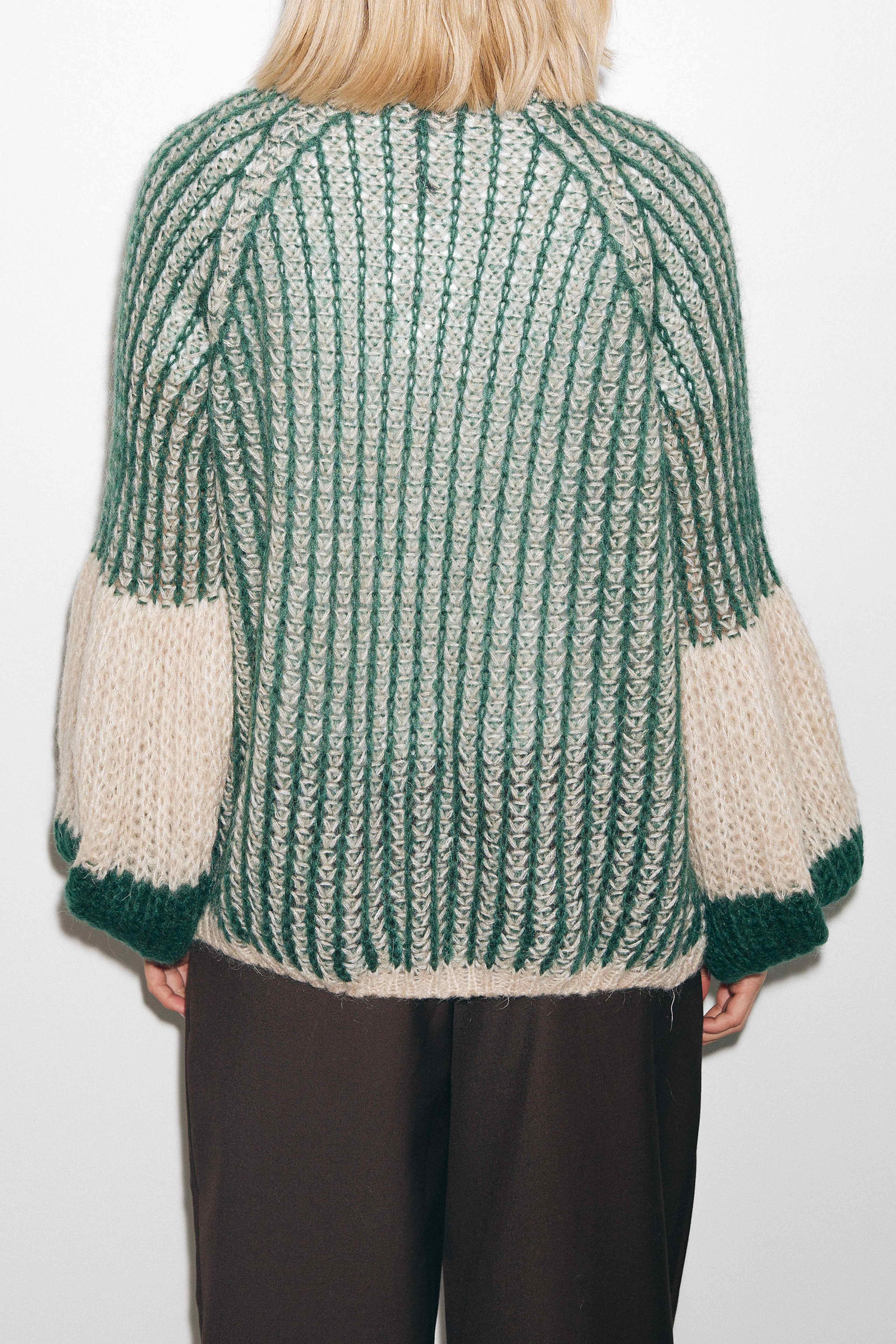 Liana Knit Cardigan - Beige/bottle Green