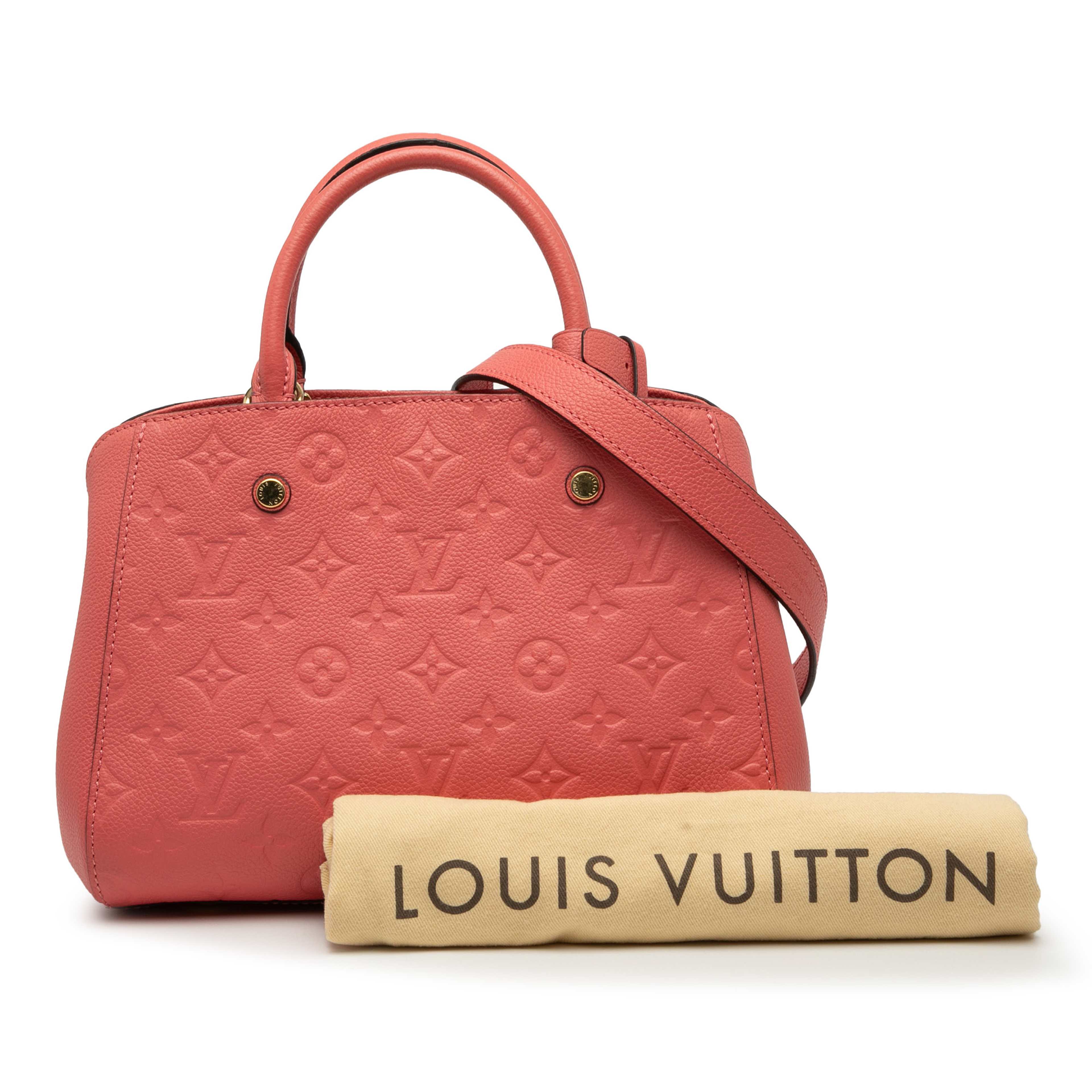 Louis Vuitton Monogram Empreinte Montaigne Bb, från Luxclusif, i färgen rosa. Klicka för att öppna bilden i stort format
