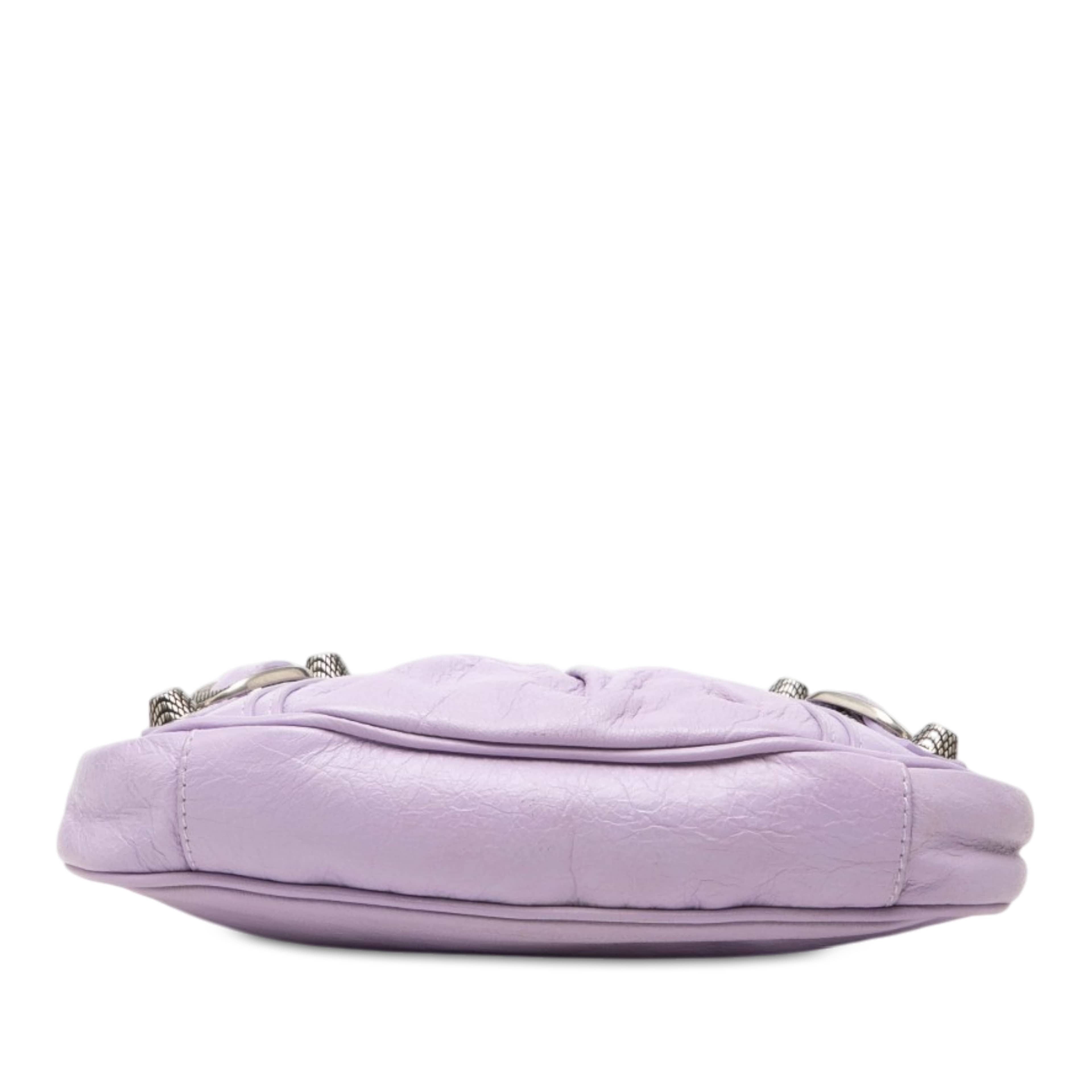 Balenciaga Mini Lambskin Motocross Le Cagole, från Luxclusif, i färgen purpur. Klicka för att öppna bilden i stort format