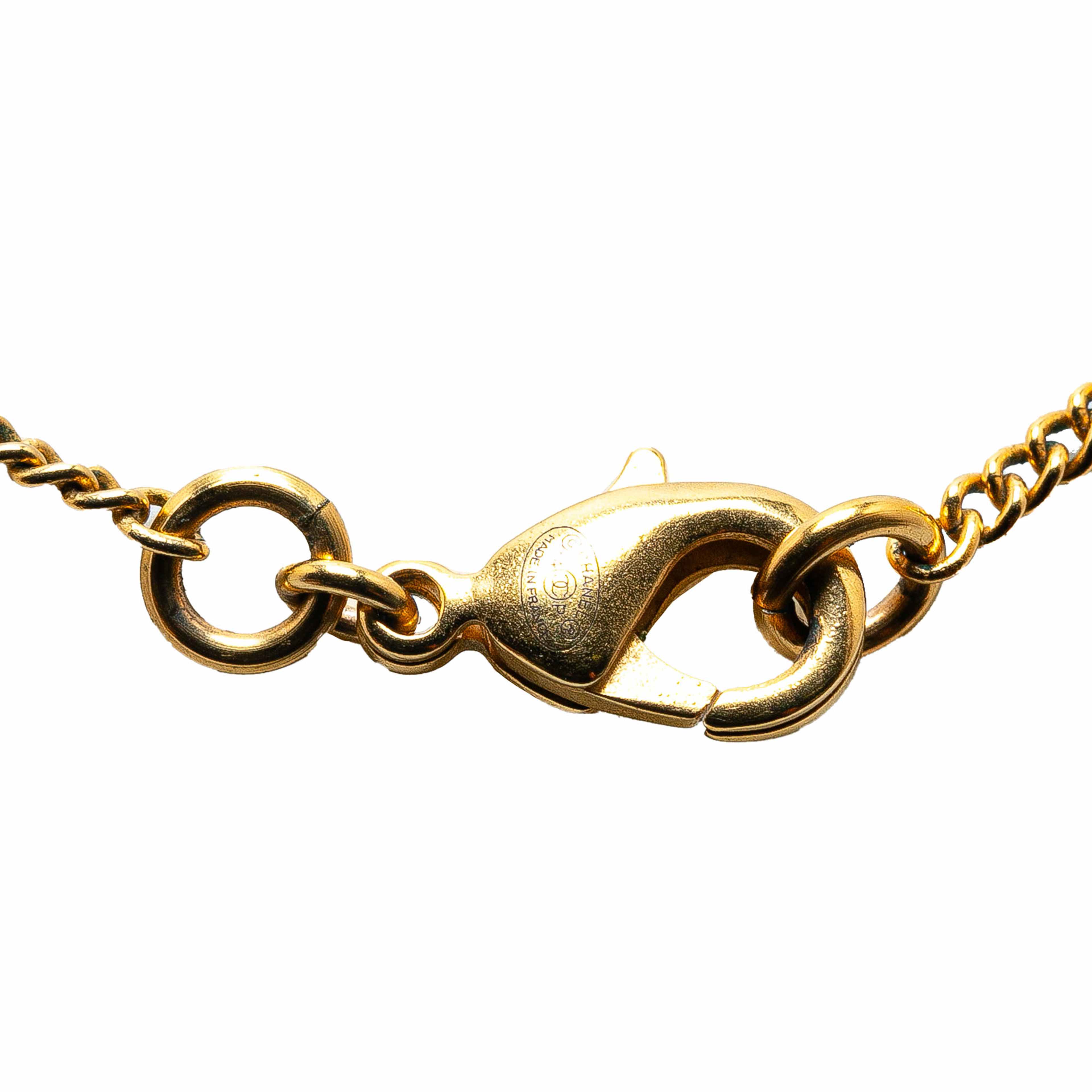 Chanel Gold Plated Cc Pendant Necklace