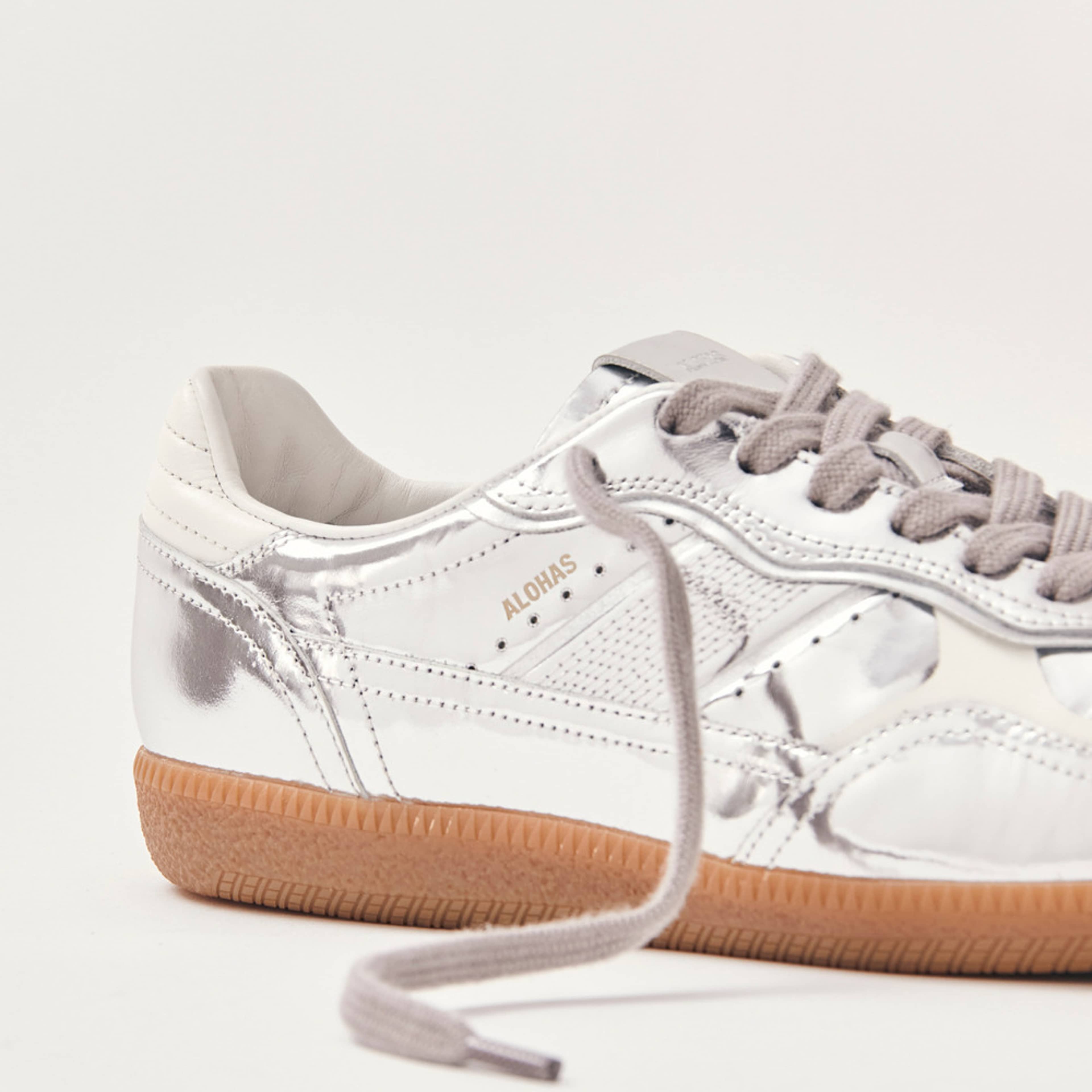 Tb.490 Rife Shimmer Silver Cream Leather Sneakers