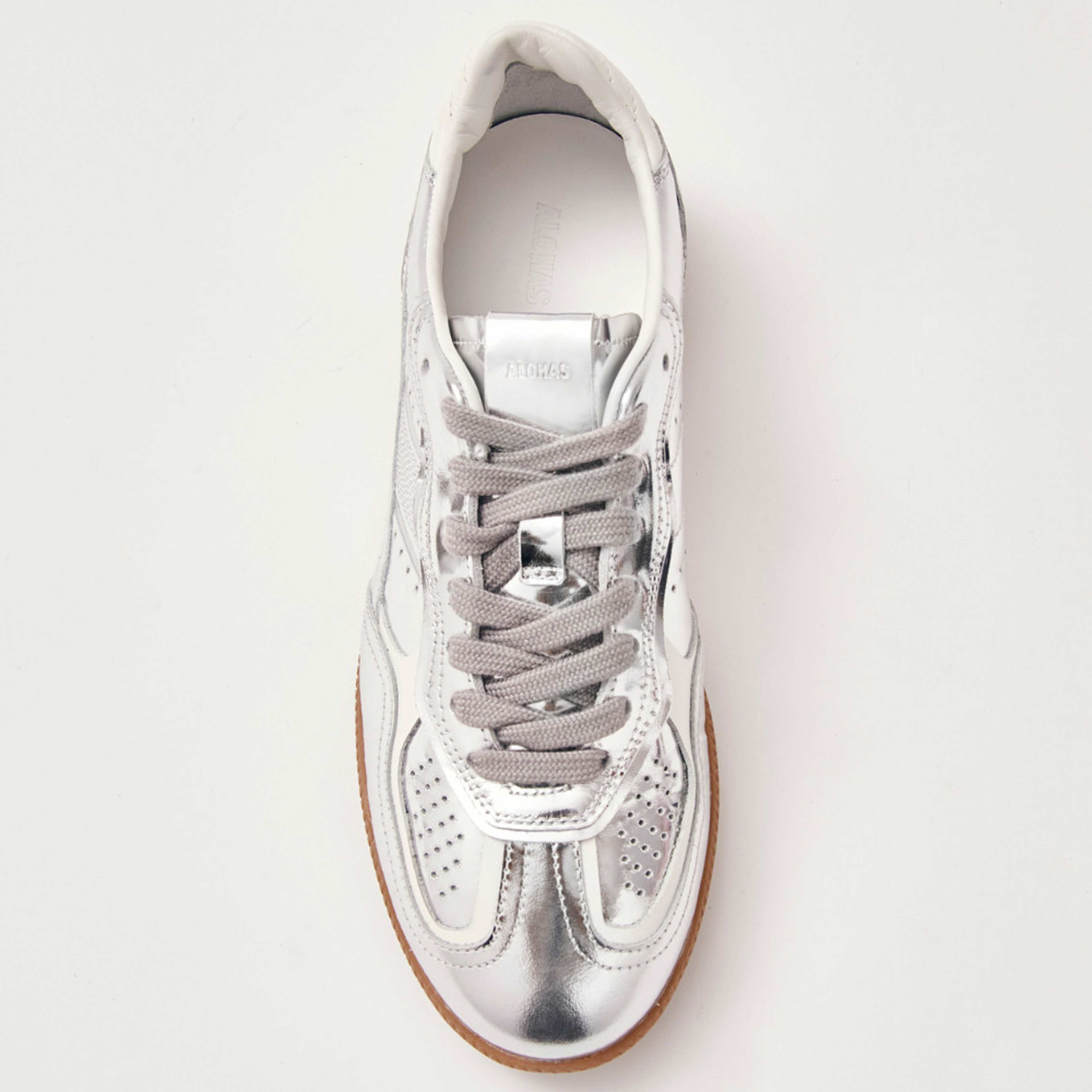Tb.490 Rife Shimmer Silver Cream Leather Sneakers