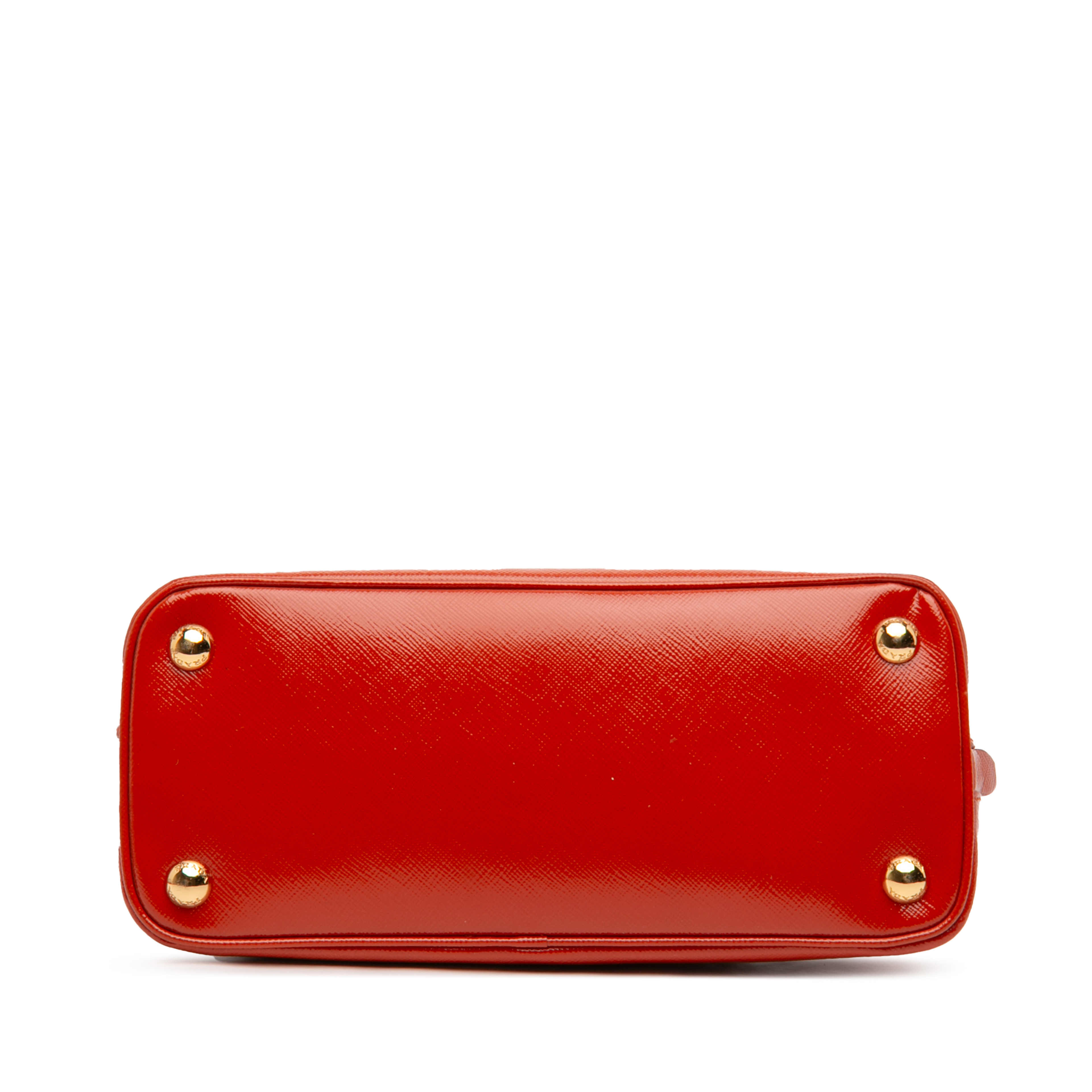 Prada Small Saffiano Vernice Promenade Satchel, från Luxclusif, i färgen orange. Klicka för att öppna bilden i stort format