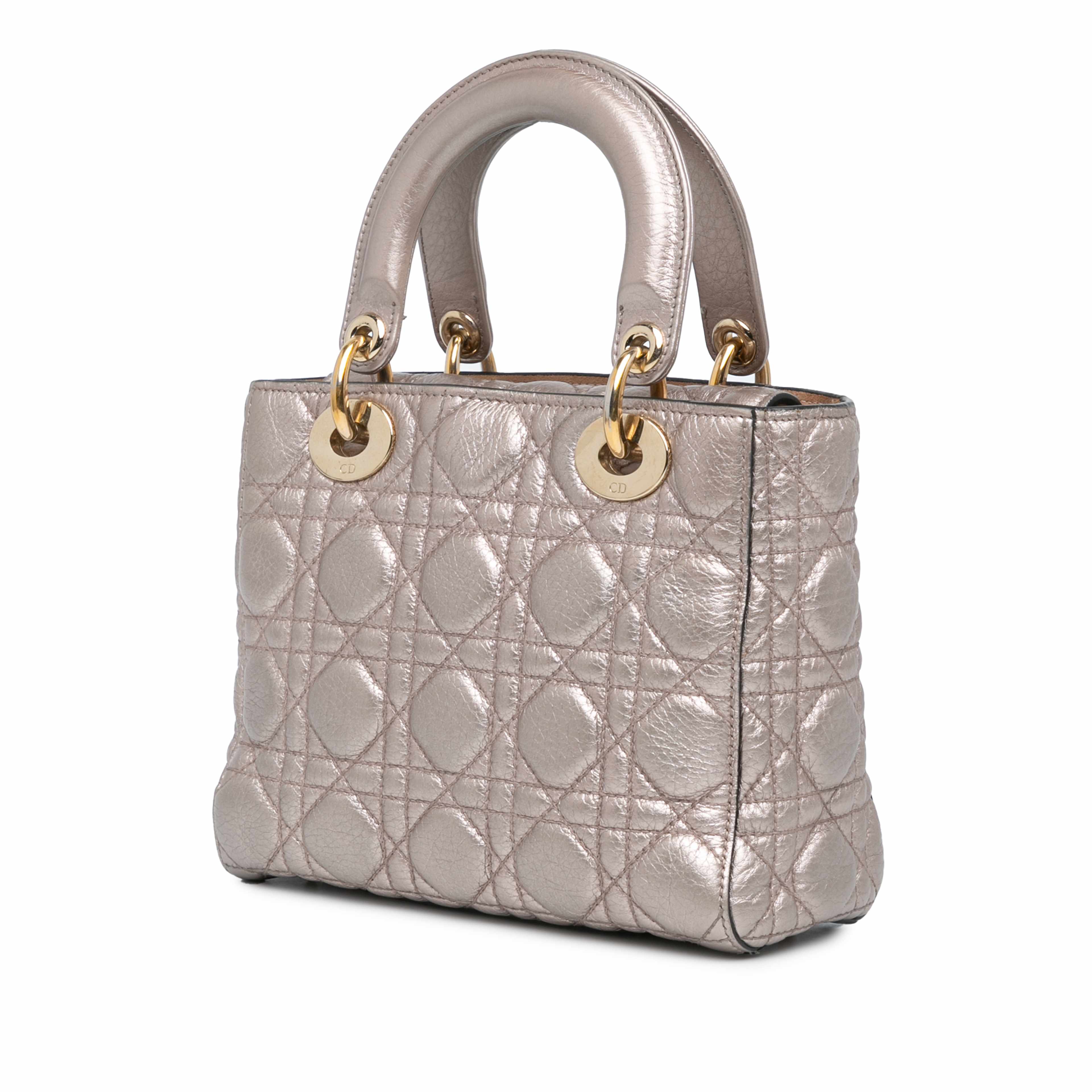 Dior Small Metallic Calfskin Cannage Supple Lady Dior