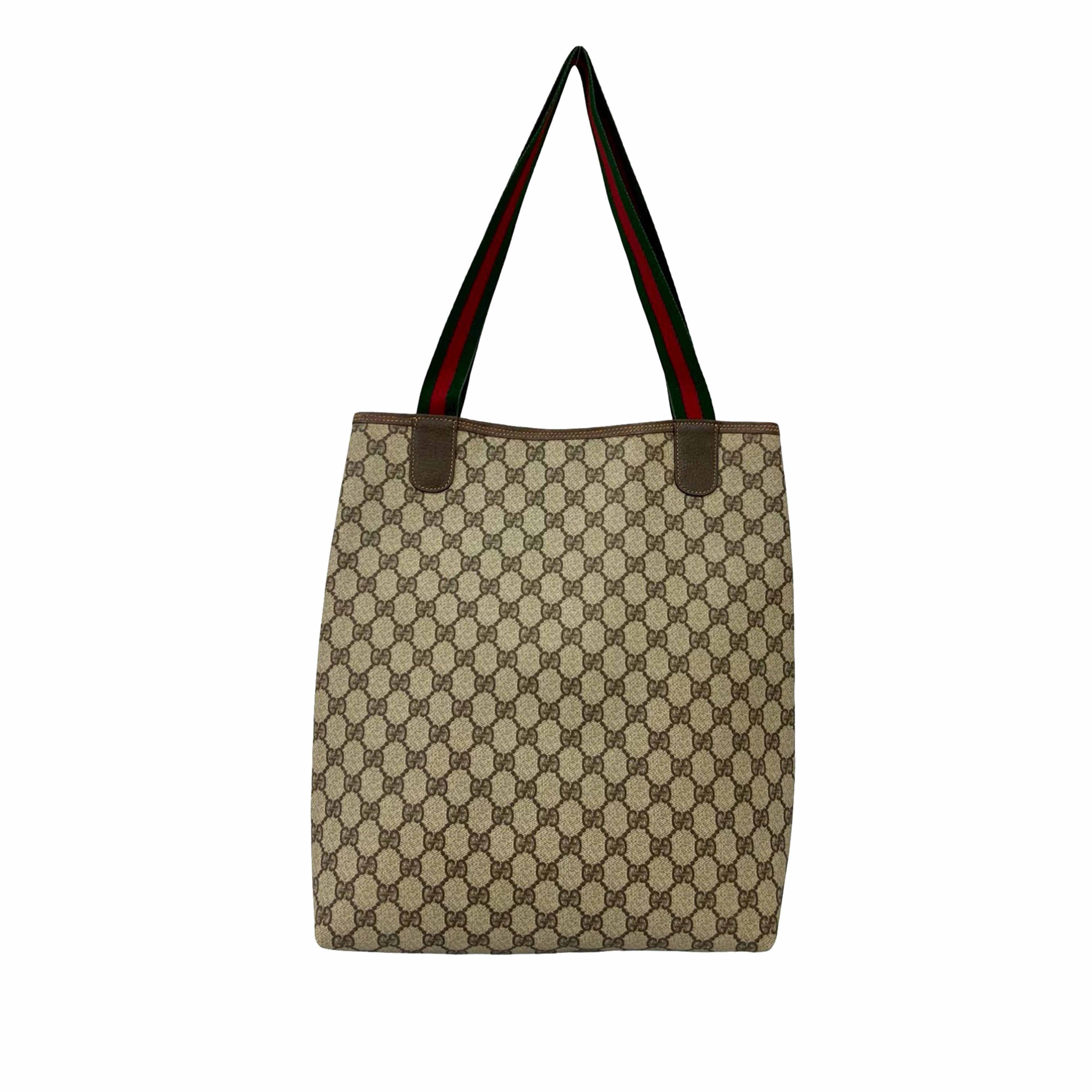 Gucci Gg Supreme Web Tote, från Luxclusif, i färgen beige. Klicka för att öppna bilden i stort format