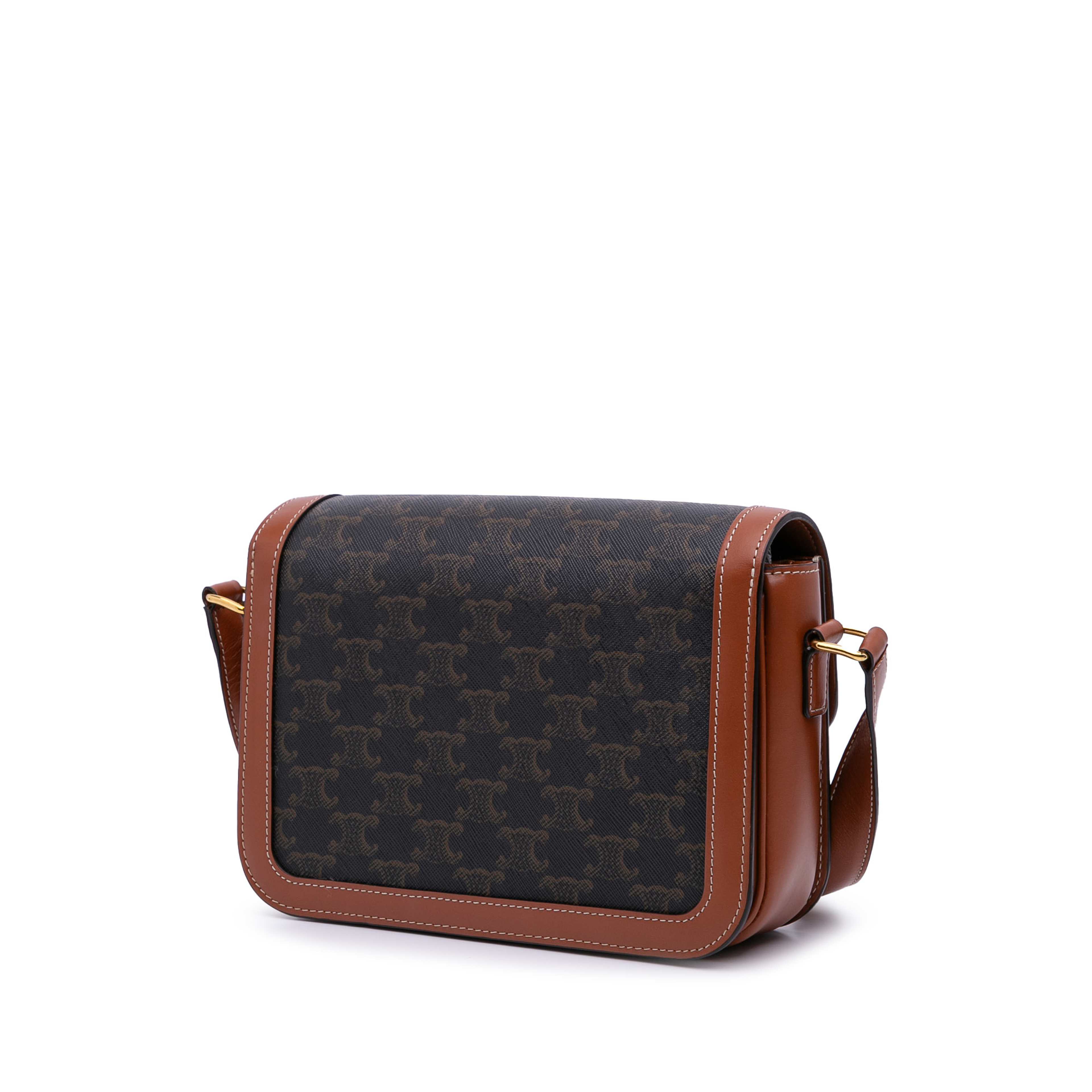 Celine Classique Triomphe Coated Canvas And Calfskin Triomphe Crossbody, från Luxclusif, i färgen dark brown.