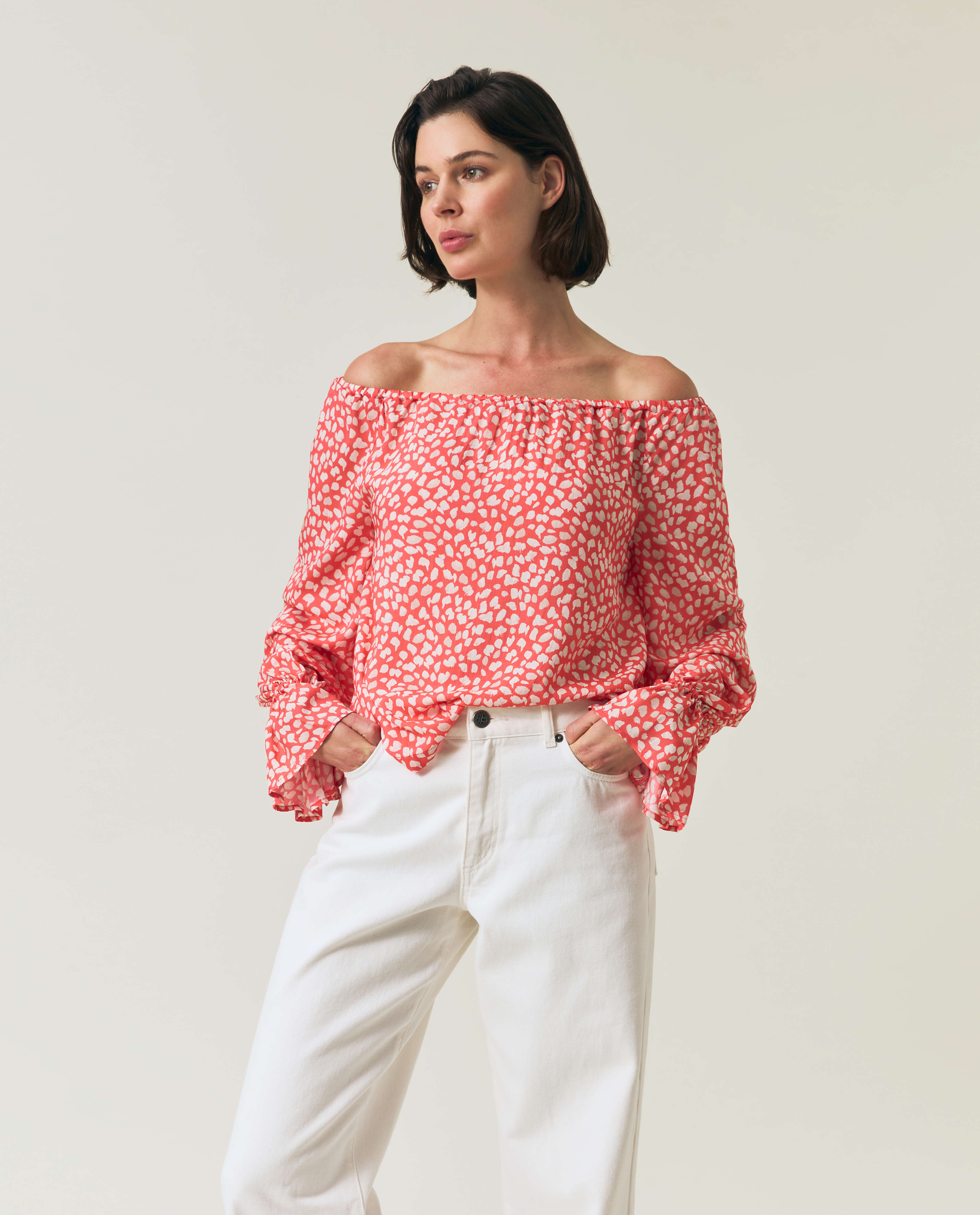 Printed Off The Shoulder Blouse