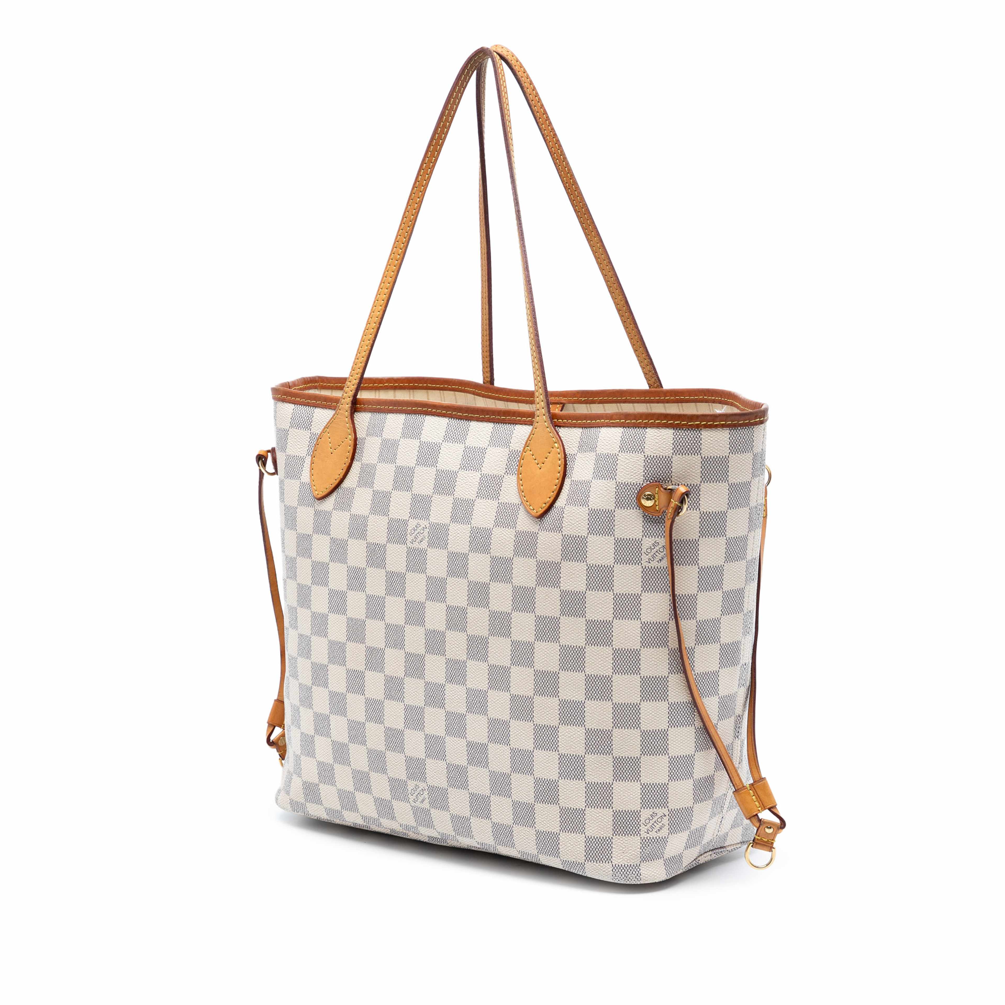 Louis Vuitton Damier Azur Neverfull Mm, från Luxclusif, i färgen vit. Klicka för att öppna bilden i stort format