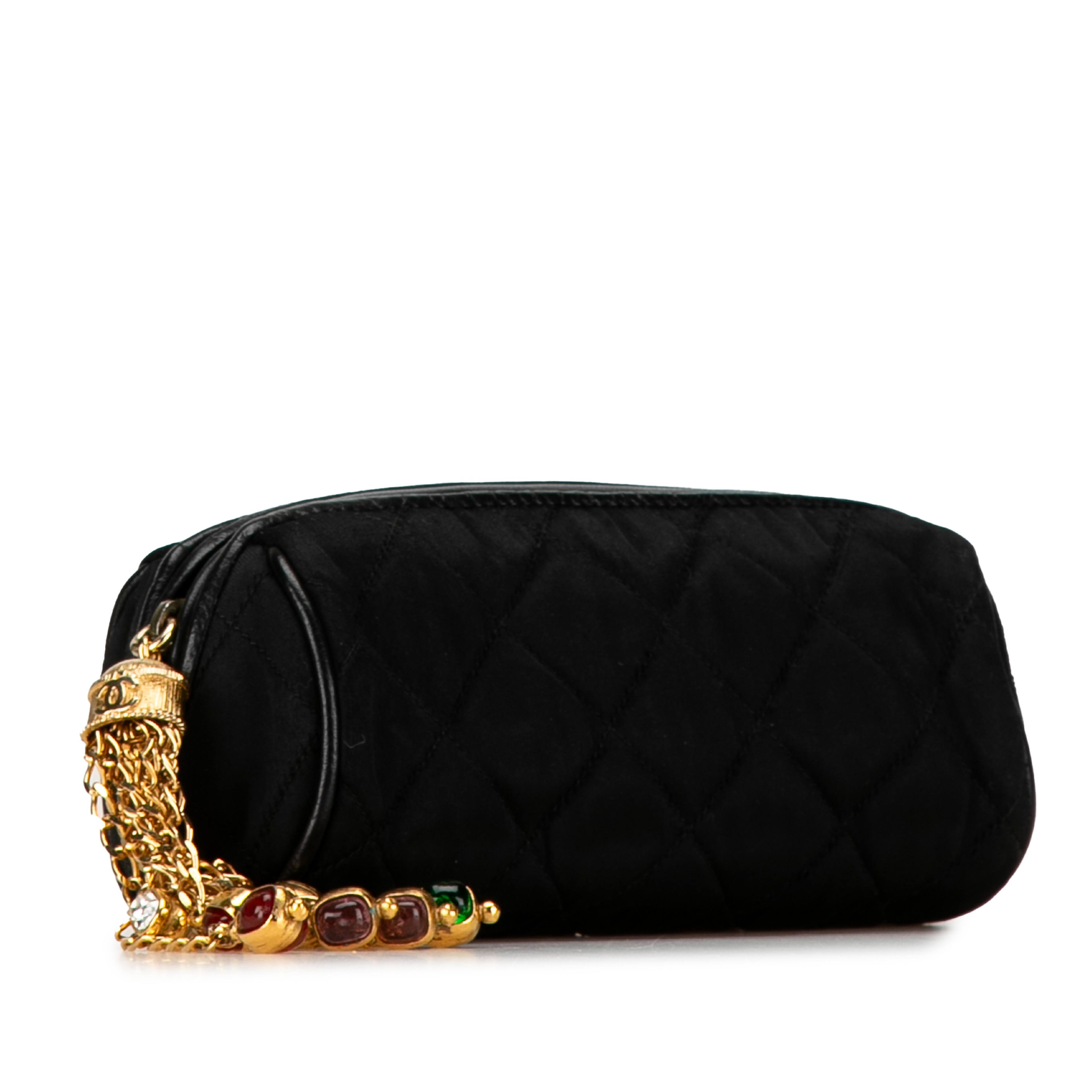 Chanel Quilted Satin Gripoix Tassel Clutch