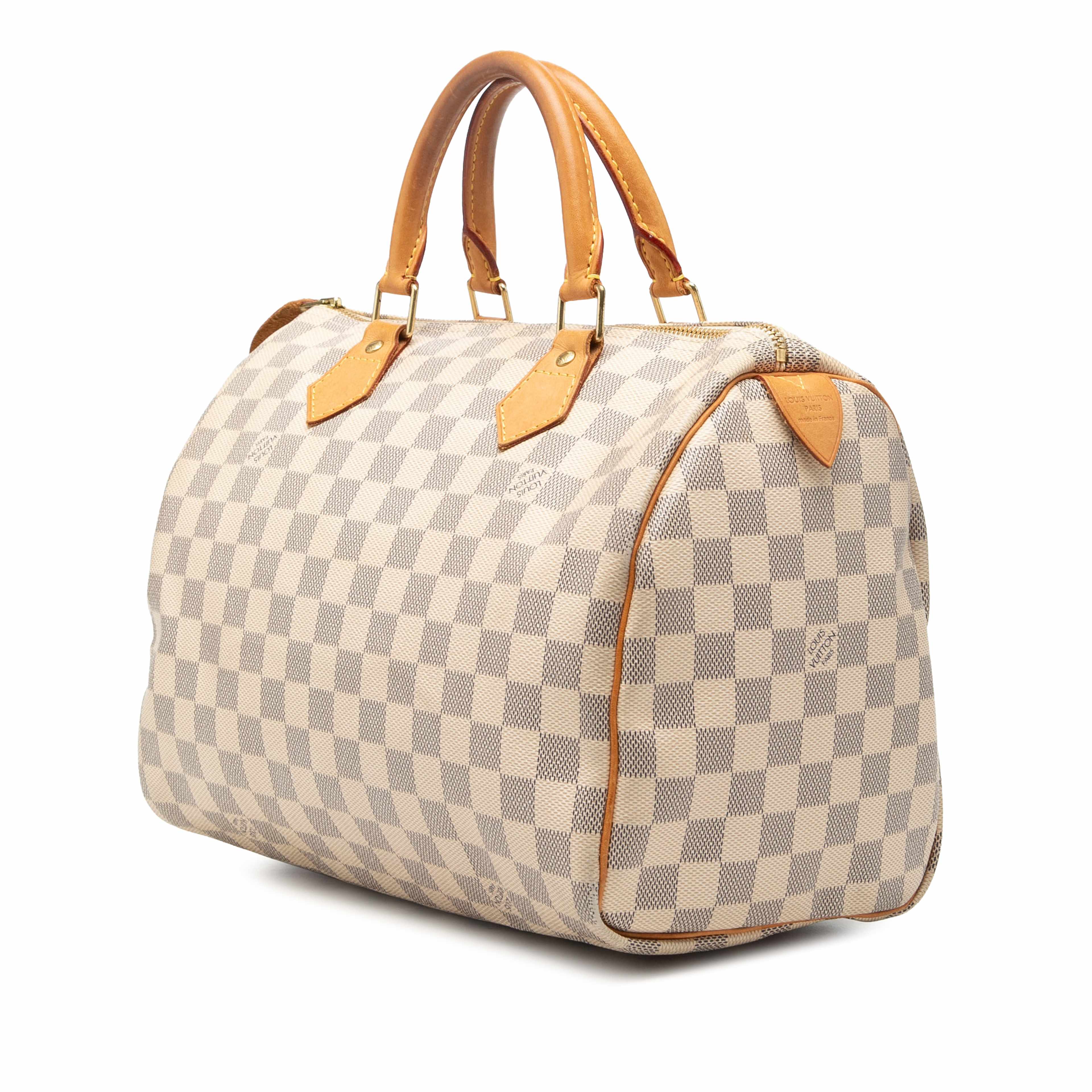 Louis Vuitton Damier Azur Speedy 30, från Luxclusif, i färgen white. Klicka för att öppna bilden i stort format