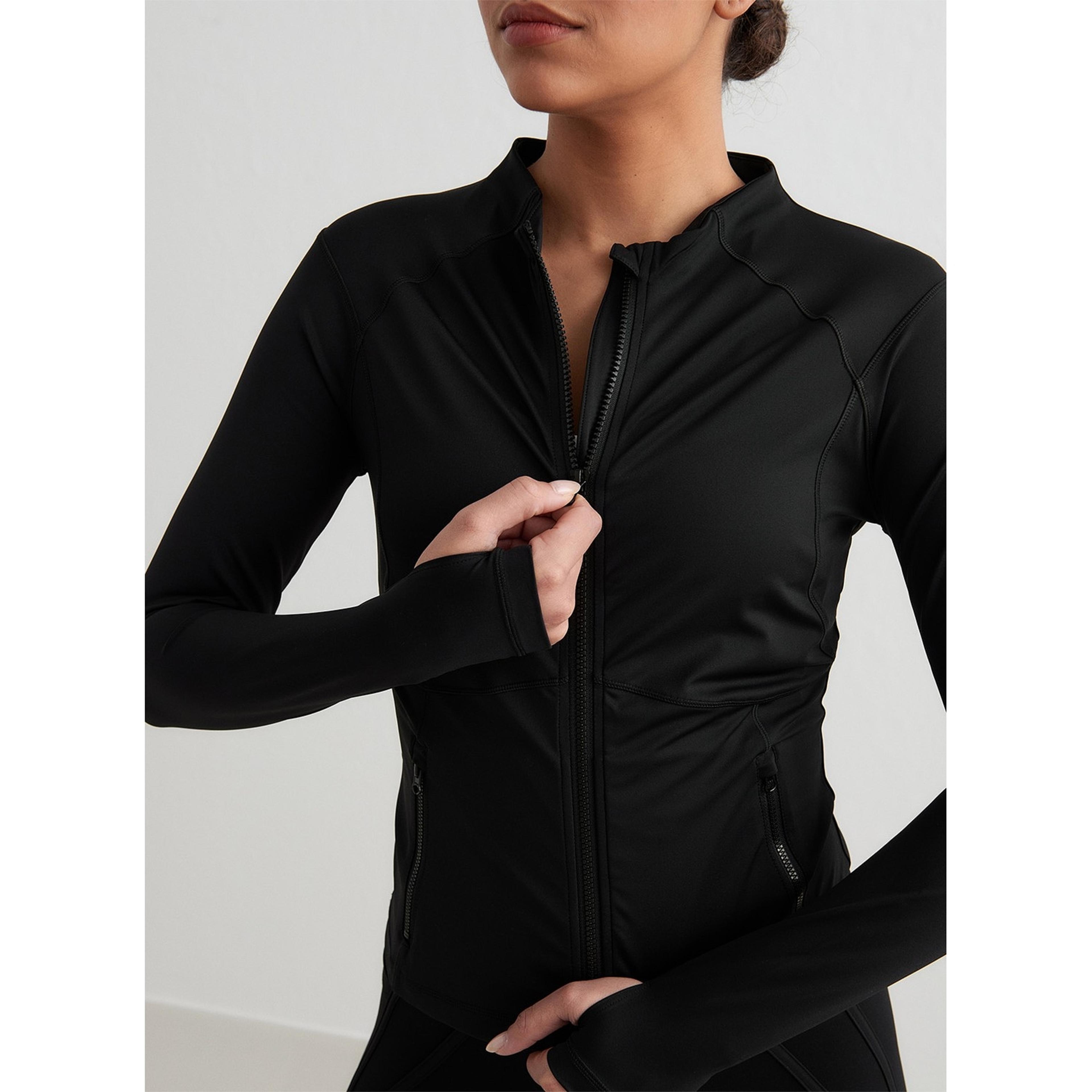 Black Sculpting Zip Jacket