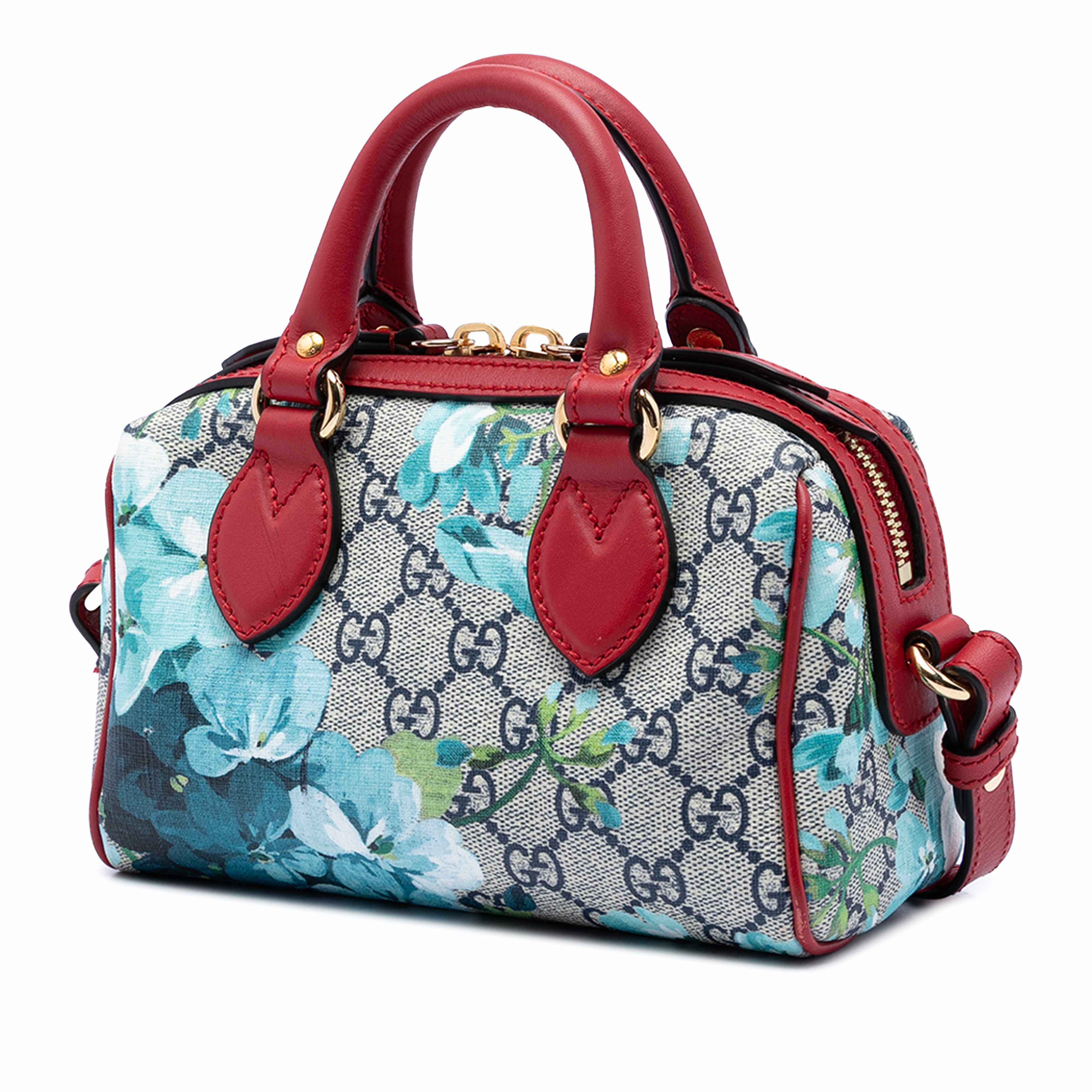 Gucci Mini Gg Supreme Blooms Boston Bag, från Luxclusif, i färgen beige. Klicka för att öppna bilden i stort format