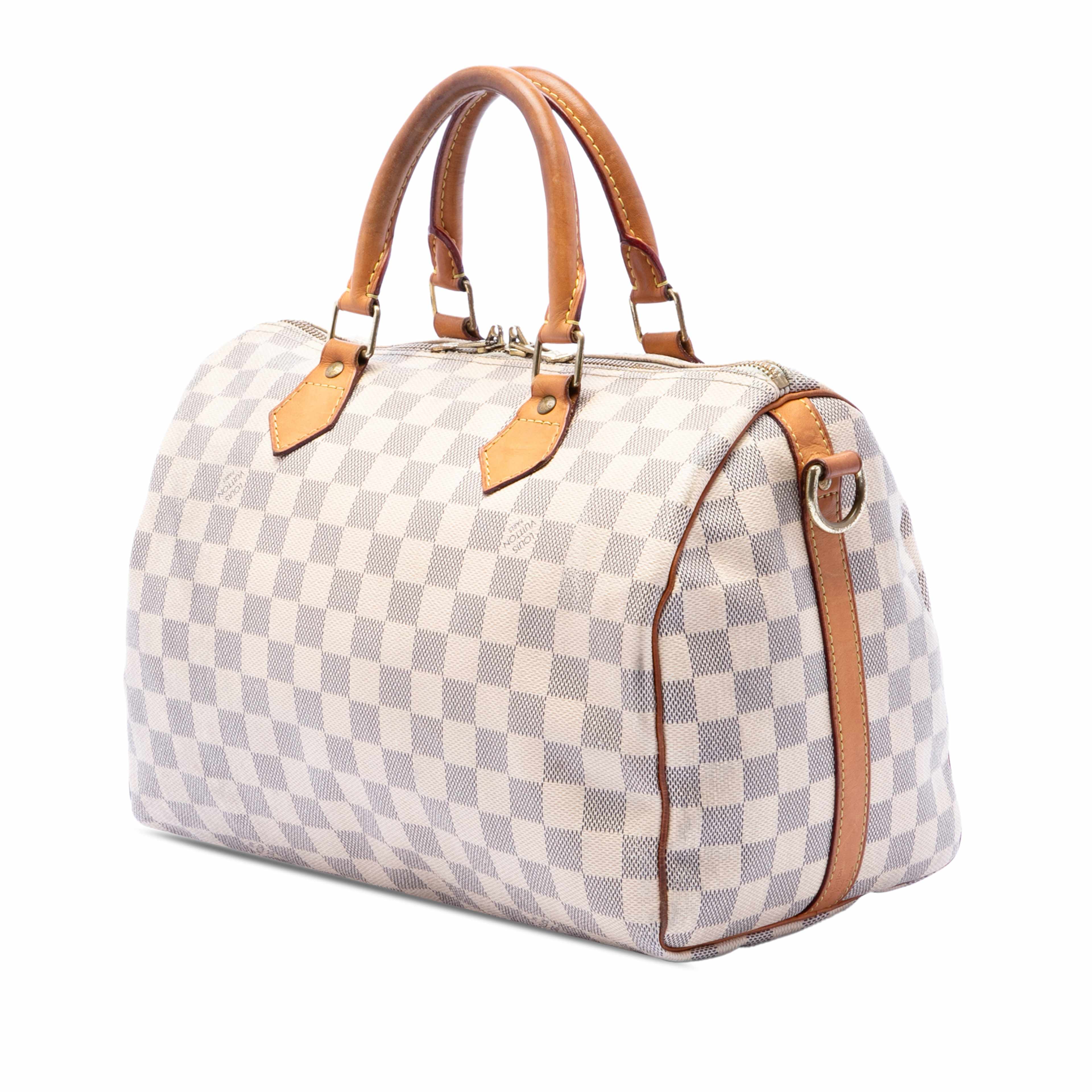 Louis Vuitton Damier Azur Speedy Bandouliere 30, från Luxclusif, i färgen vit. Klicka för att öppna bilden i stort format
