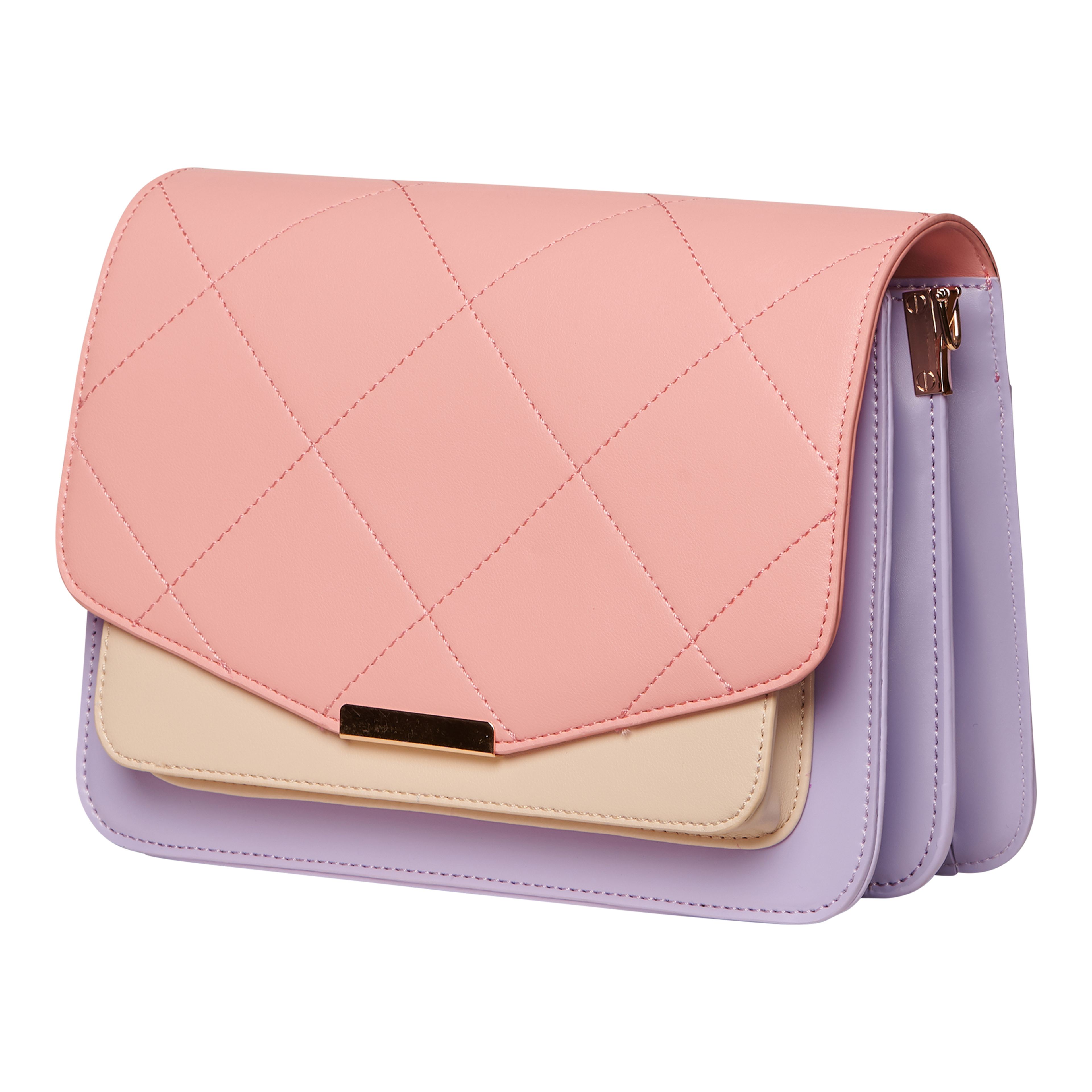 Blanca Multi Compartment Bag - Coral/purple/nude