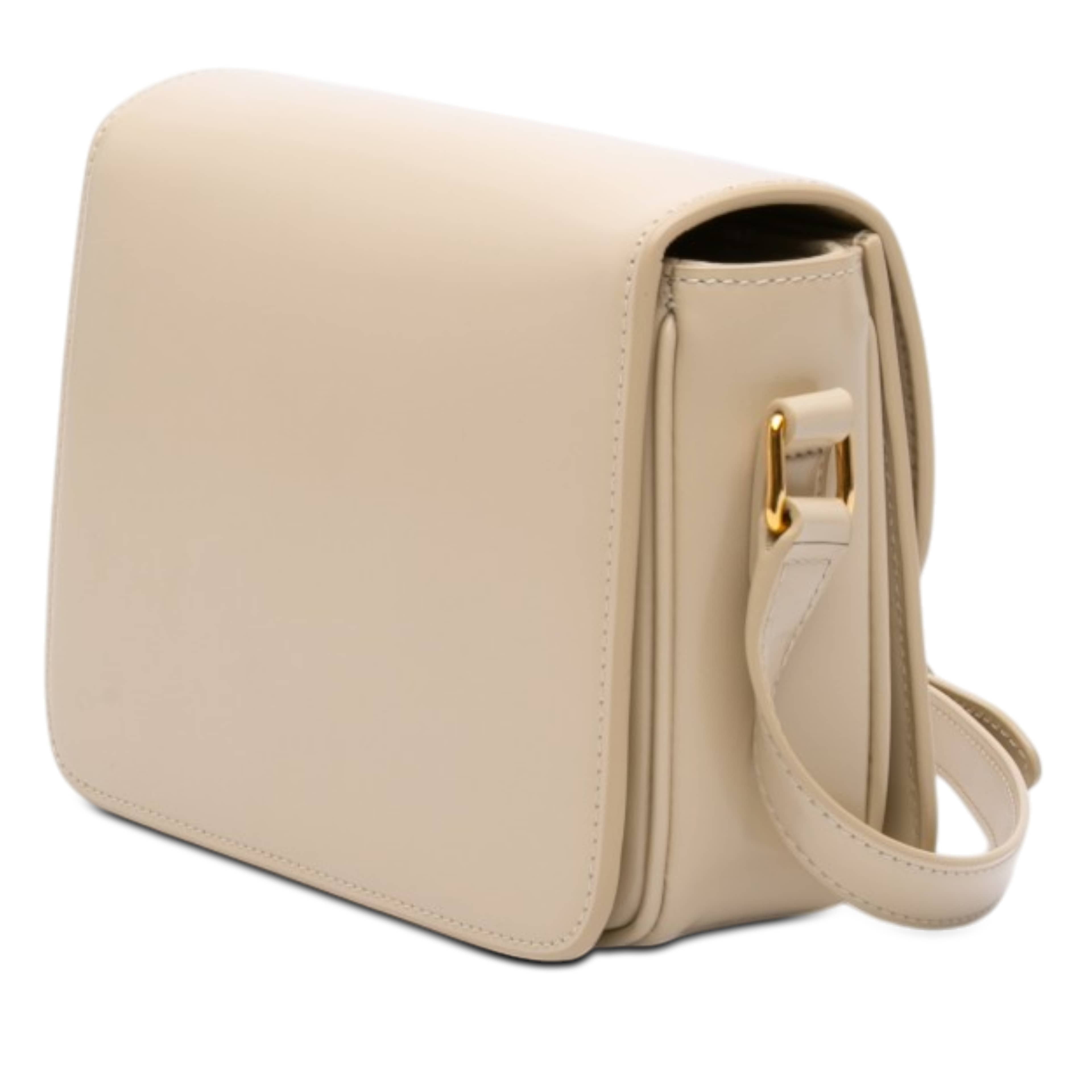 Celine Teen Shiny Calfskin Triomphe Crossbody, från Luxclusif, i färgen brun. Klicka för att öppna bilden i stort format
