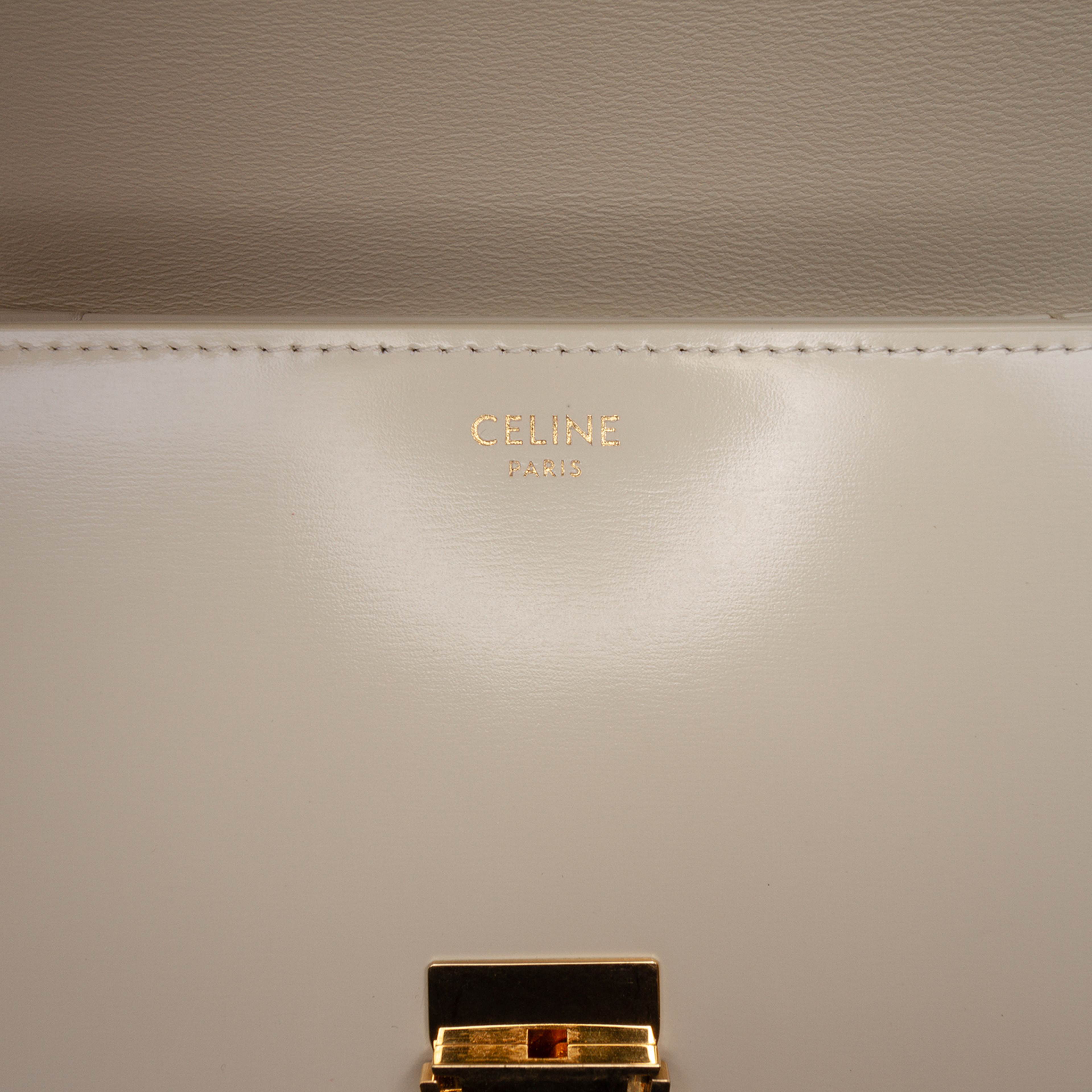 Celine Teen Shiny Calfskin Triomphe Crossbody, från Luxclusif, i färgen brun. Klicka för att öppna bilden i stort format