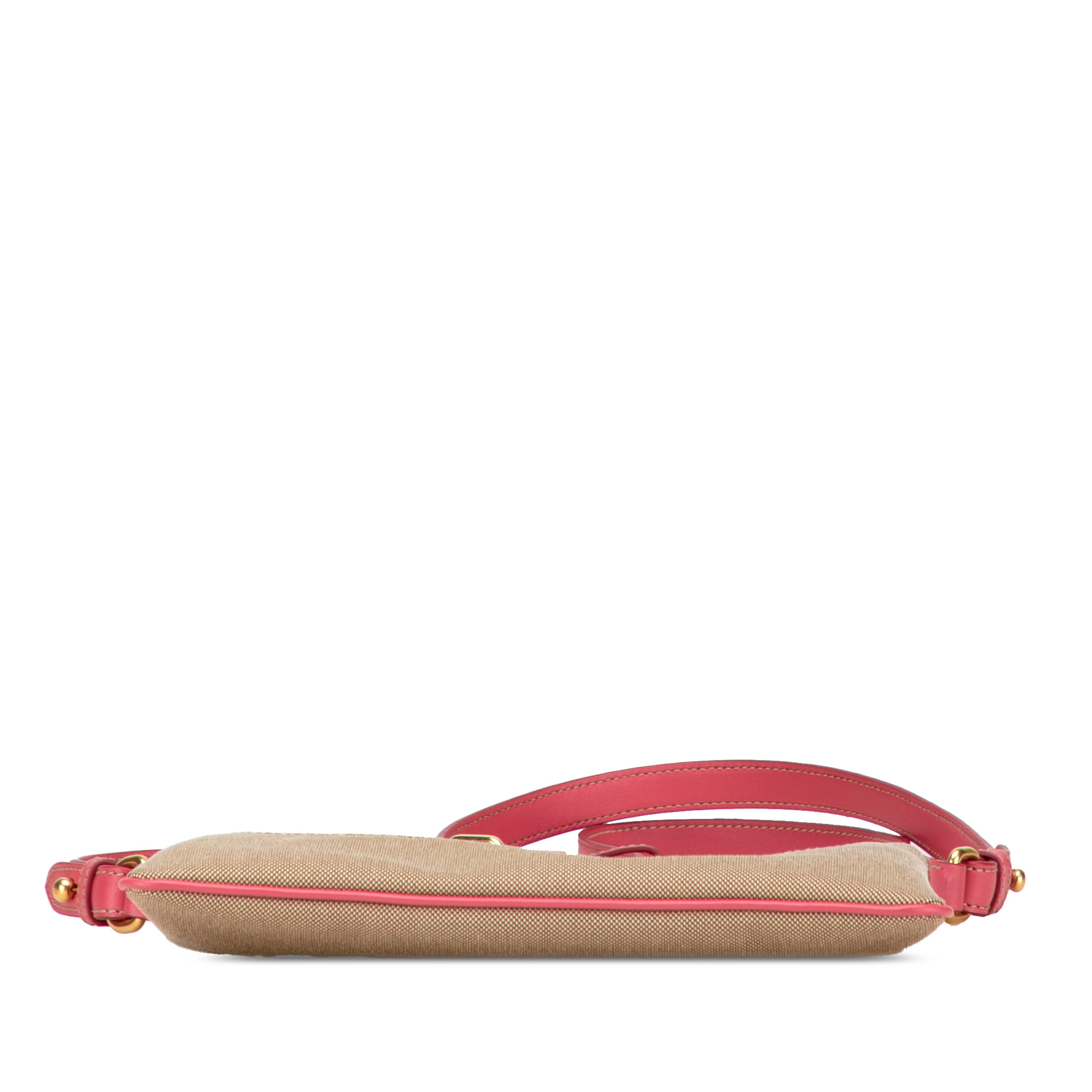 Prada Canvas Canapa Logo Bow Crossbody, från Luxclusif, i färgen beige. Klicka för att öppna bilden i stort format