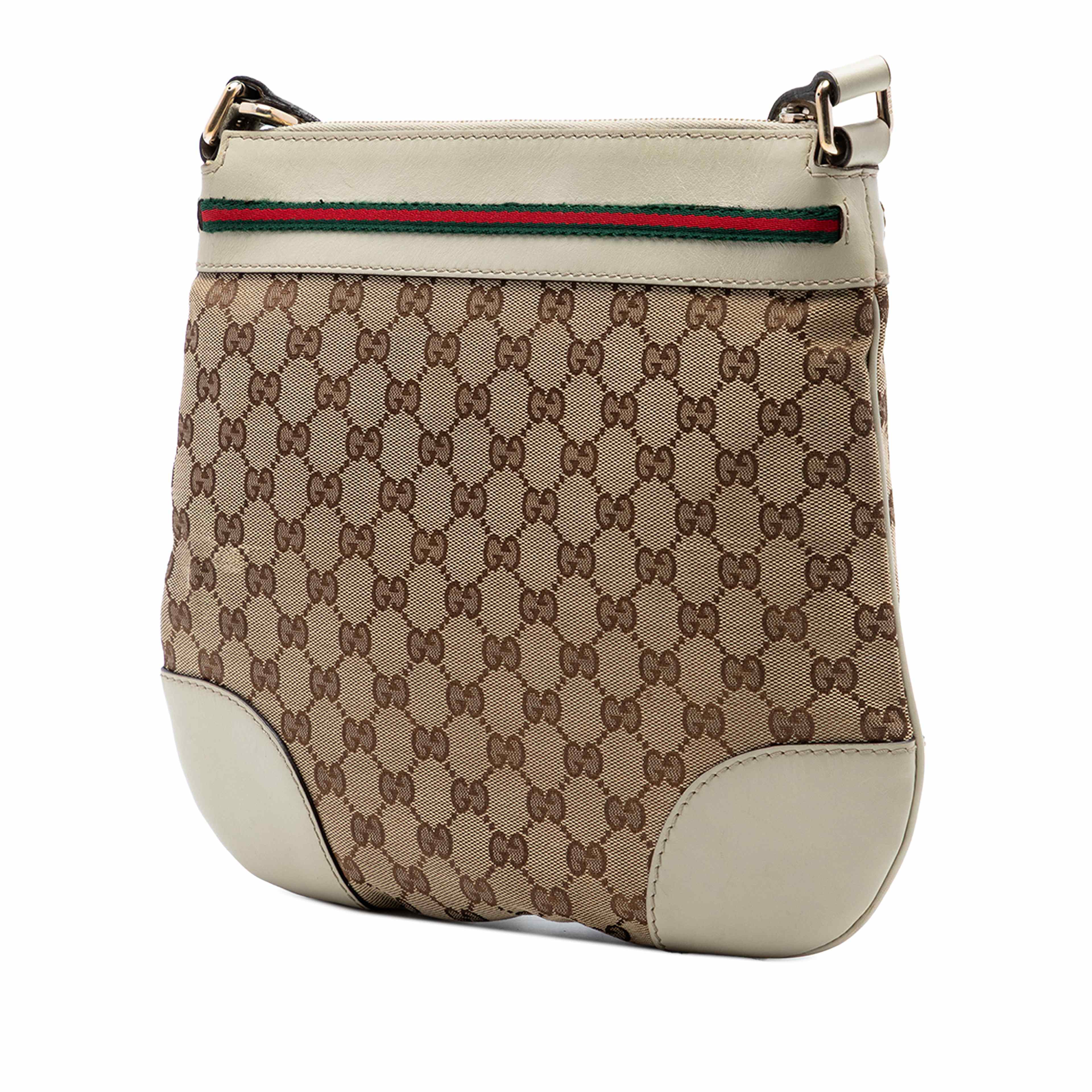 Gucci Gg Canvas Web Mayfair Crossbody, från Luxclusif, i färgen beige. Klicka för att öppna bilden i stort format