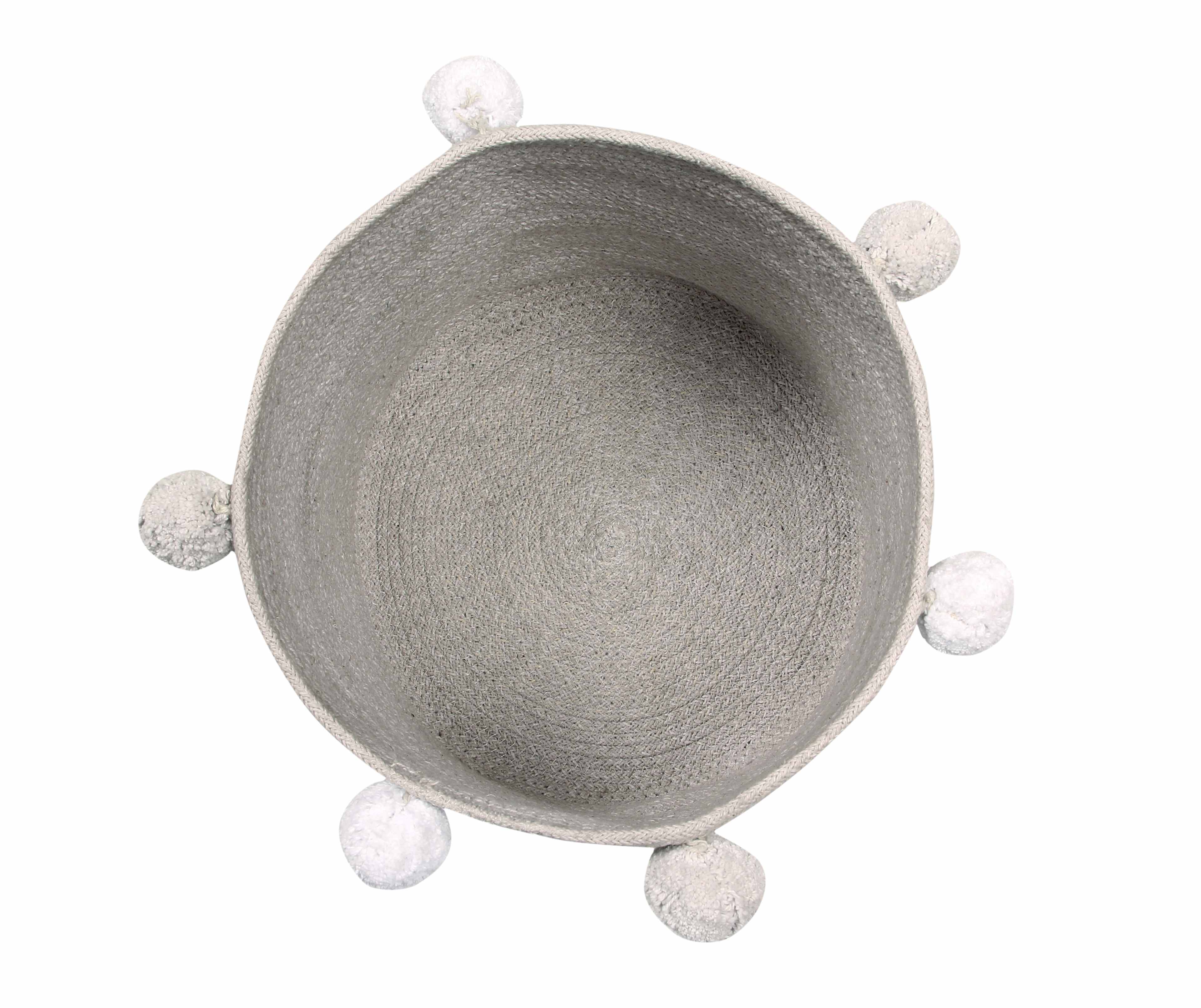 Bomullskorg med bollar, från LORENA CANALS, i färgen light grey - white. Klicka för att öppna bilden i stort format