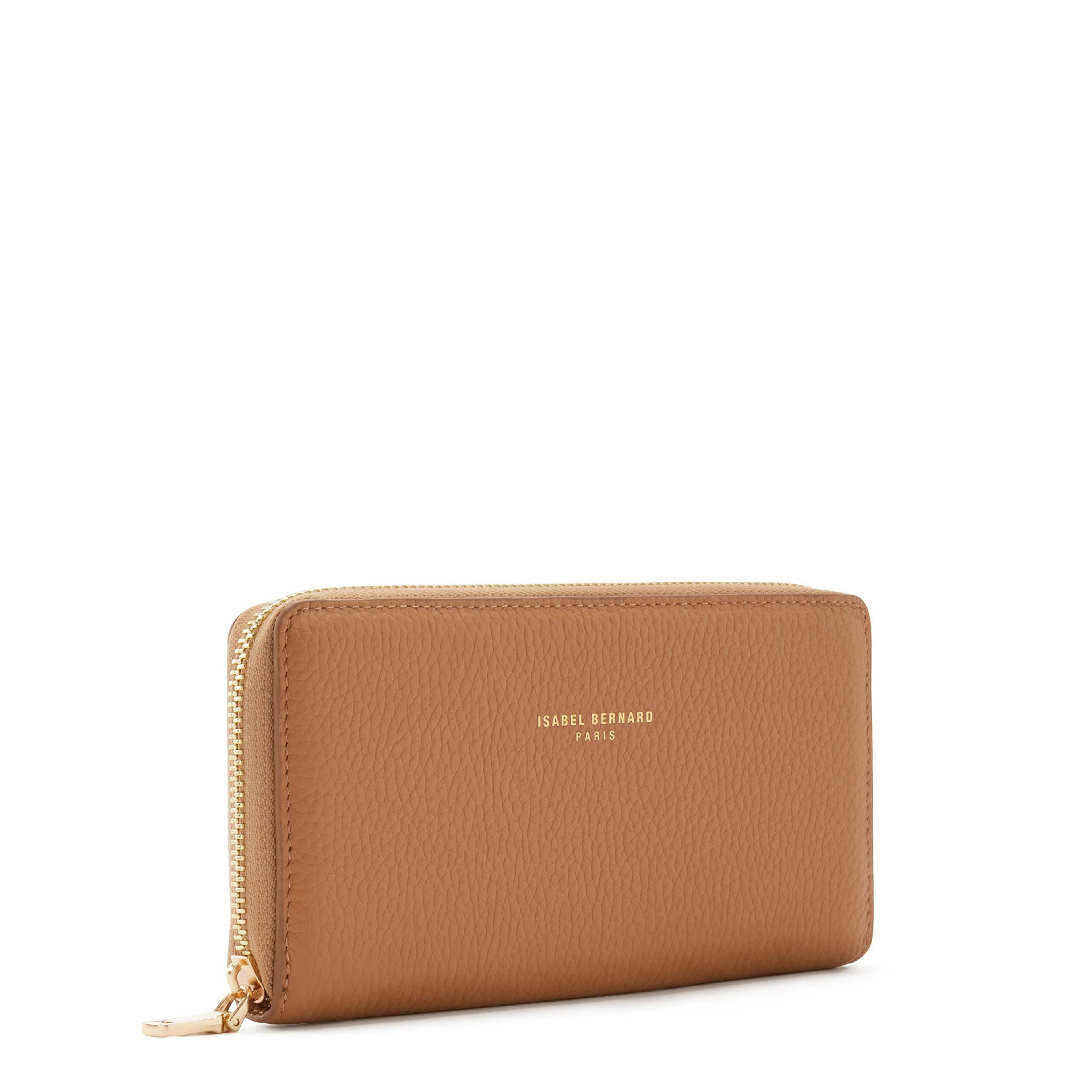 Isabel Bernard Honoré Léa Camel Calfskin Zip Wallet  - Bruin, från Isabel Bernard, i färgen brown. Klicka för att öppna bilden i stort format