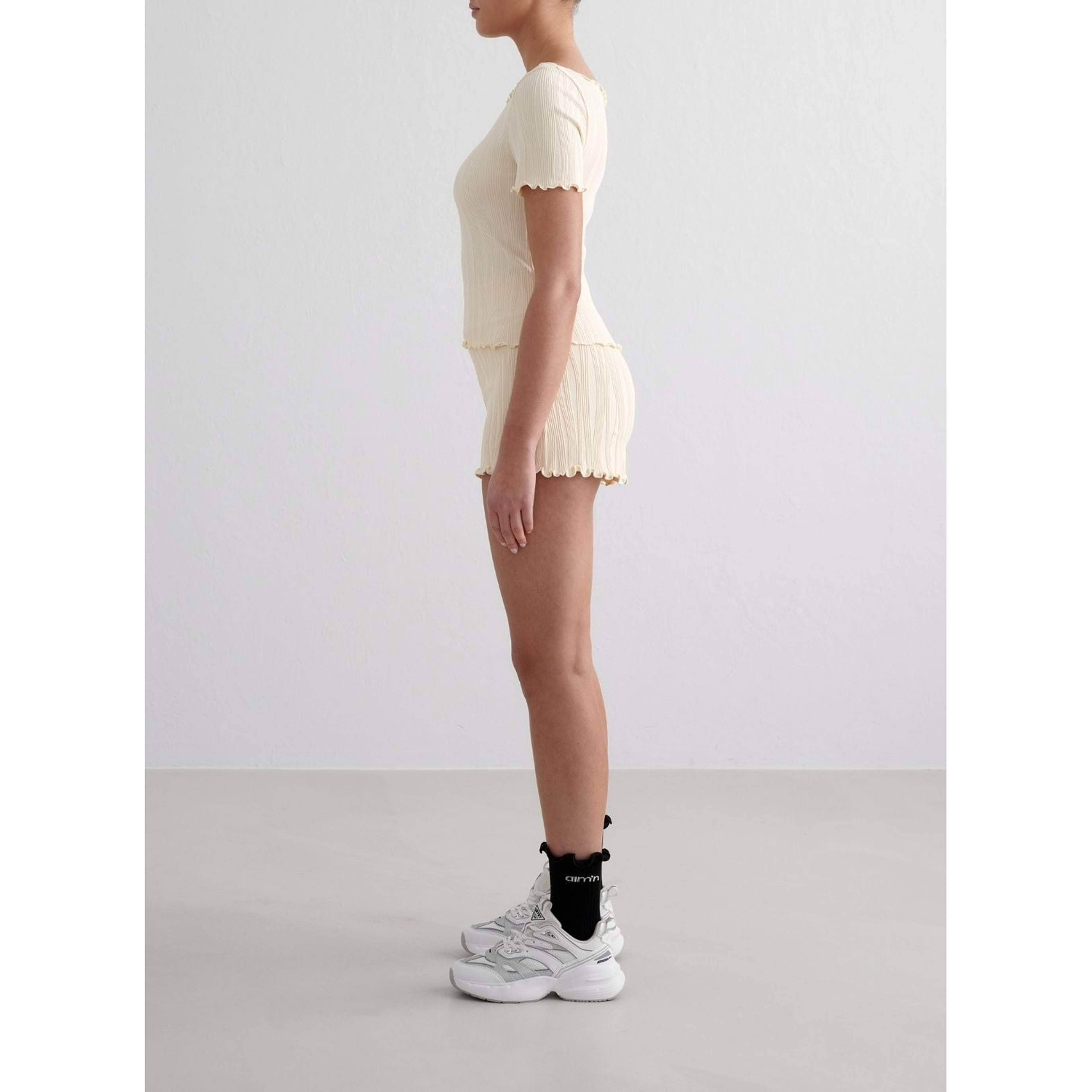 Almond White Tulip Short Sleeve Top