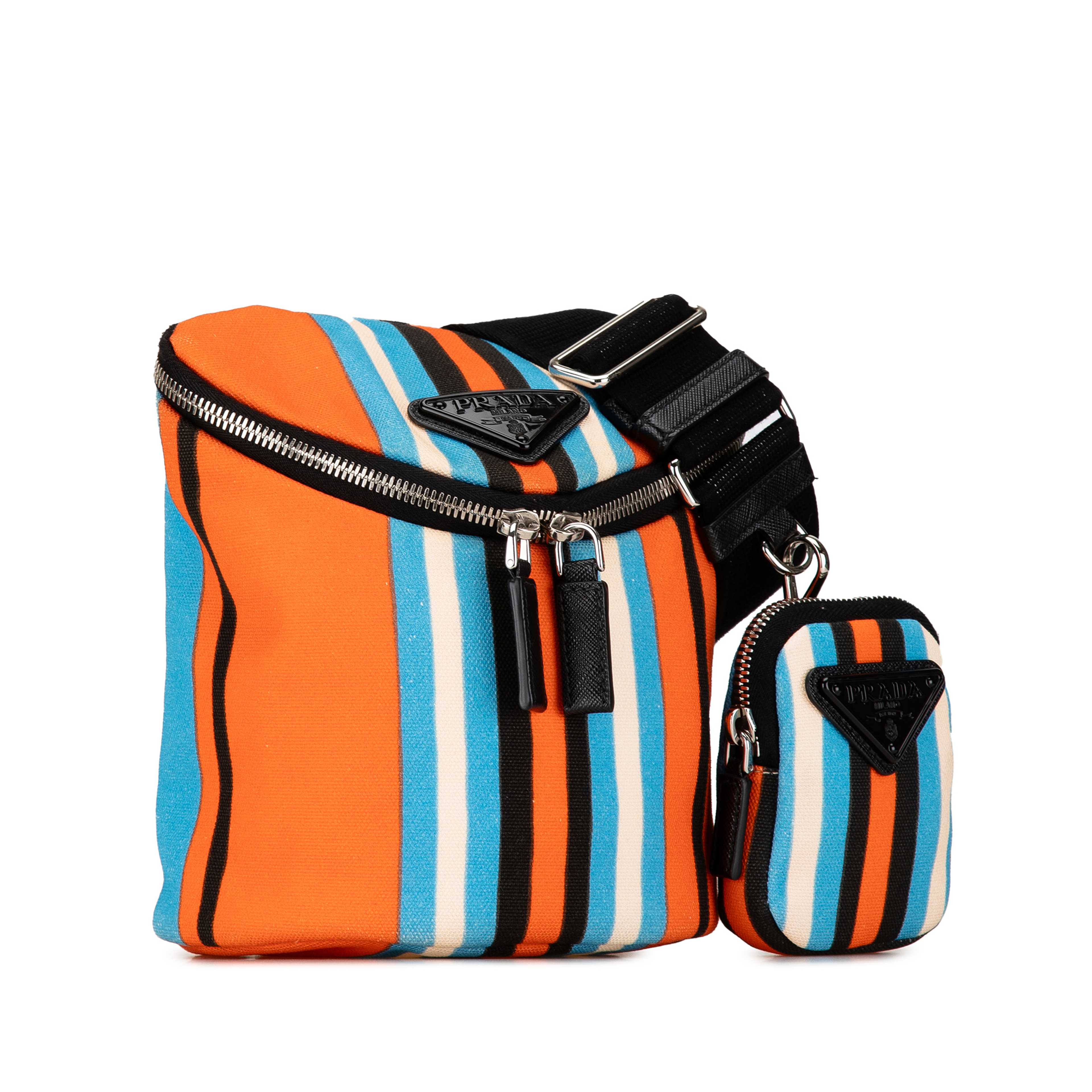 Prada Canvas Canapa Baiadera Crossbody, från Luxclusif, i färgen orange. Klicka för att öppna bilden i stort format