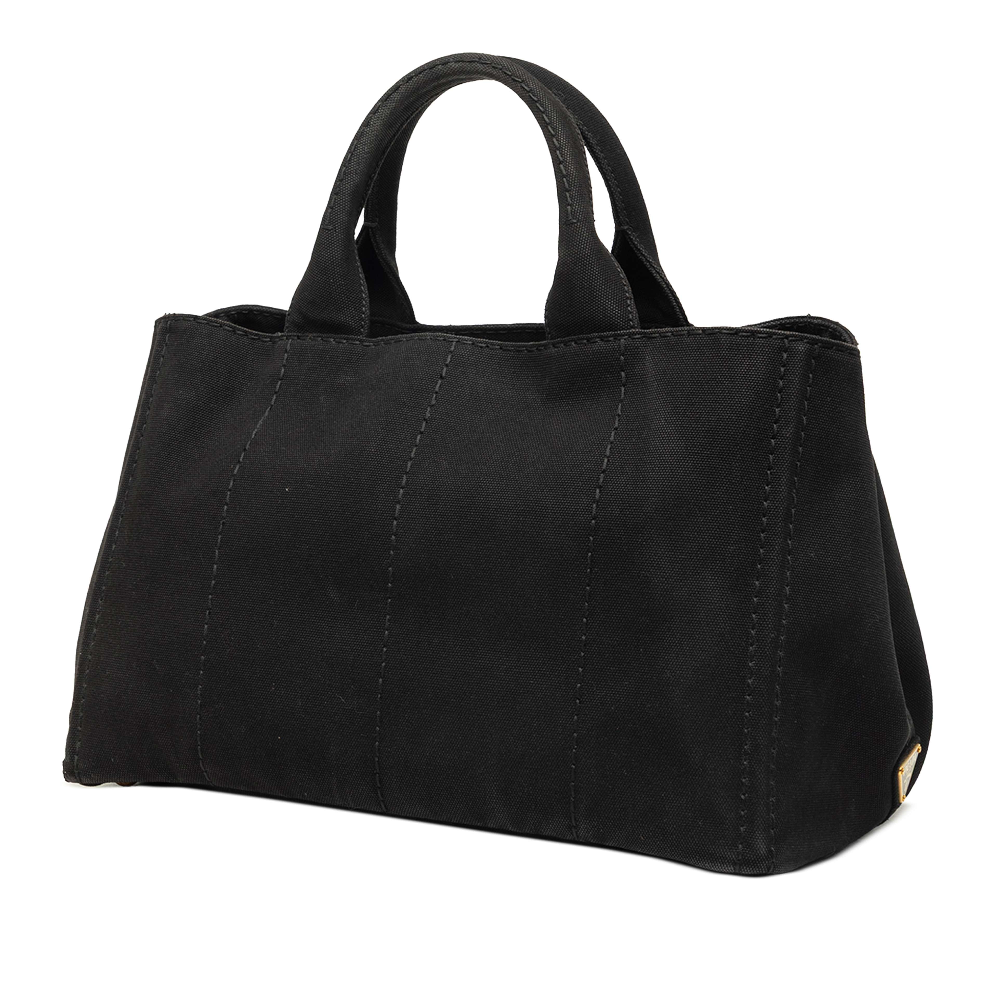 Prada Canvas Canapa Logo Tote, från Luxclusif, i färgen svart. Klicka för att öppna bilden i stort format