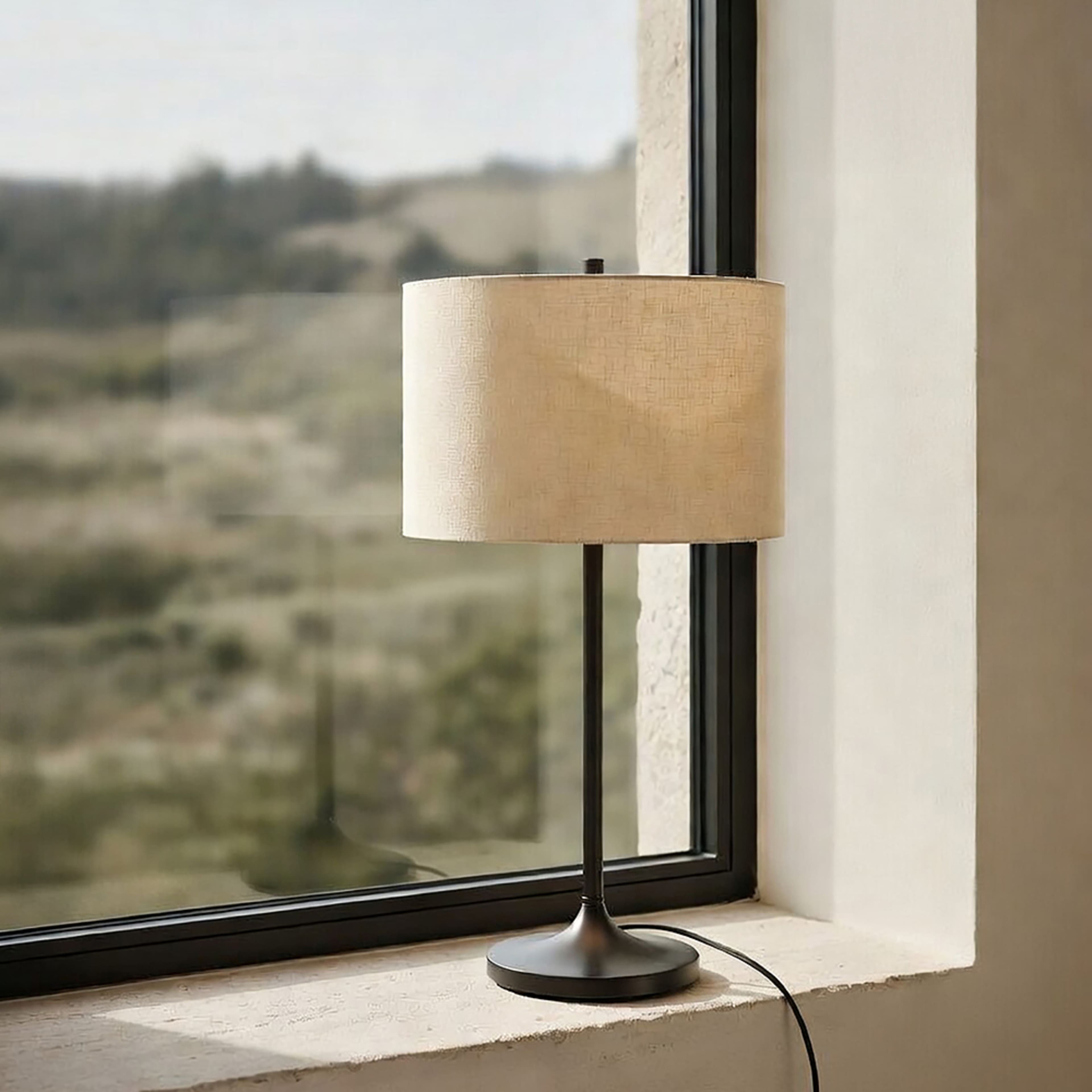 Bordslampa Soft Ø34, från Belid, i färgen linne natur/metallic bronze. Klicka för att öppna bilden i stort format