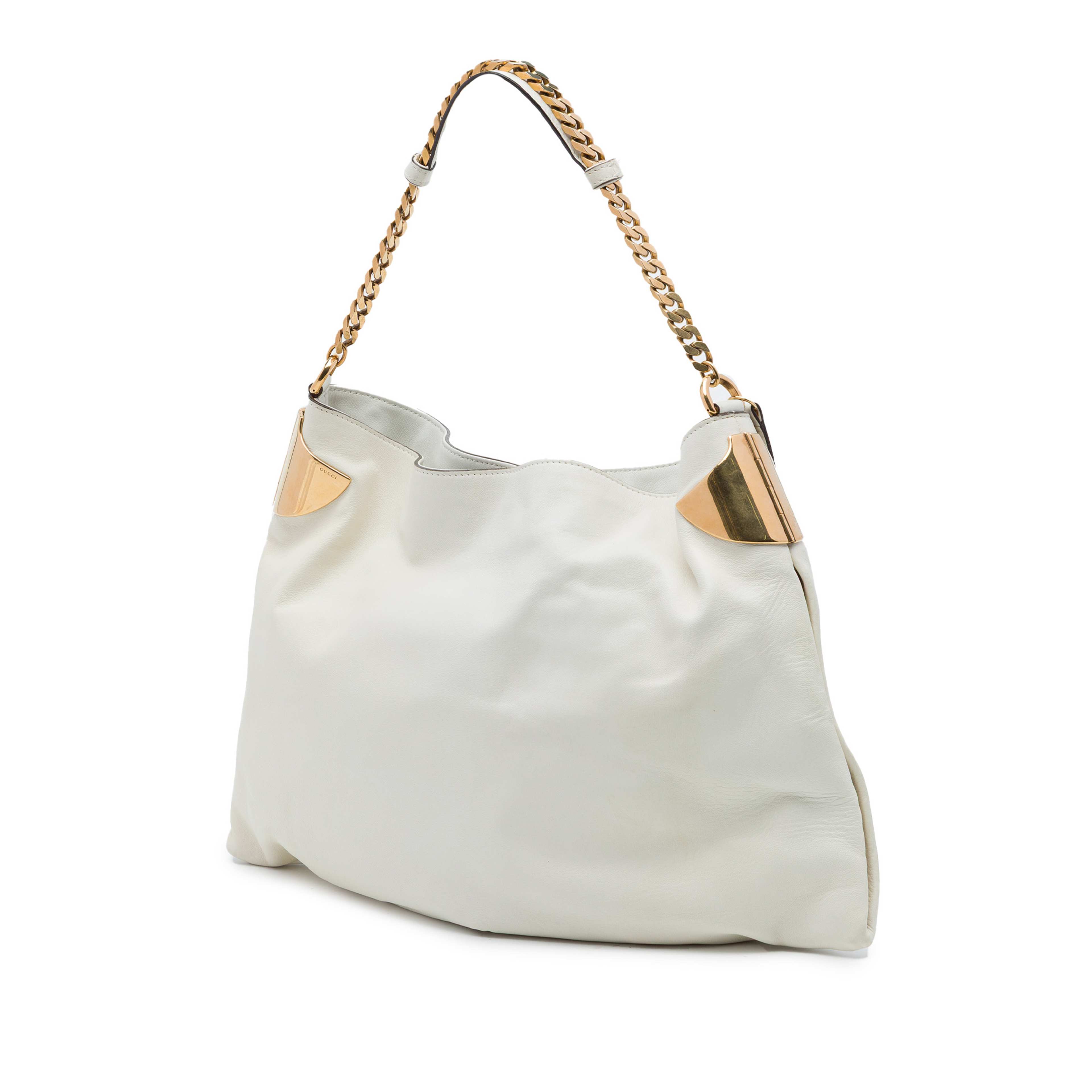 Gucci Medium Leather 1970 Hobo, från Luxclusif, i färgen vit. Klicka för att öppna bilden i stort format
