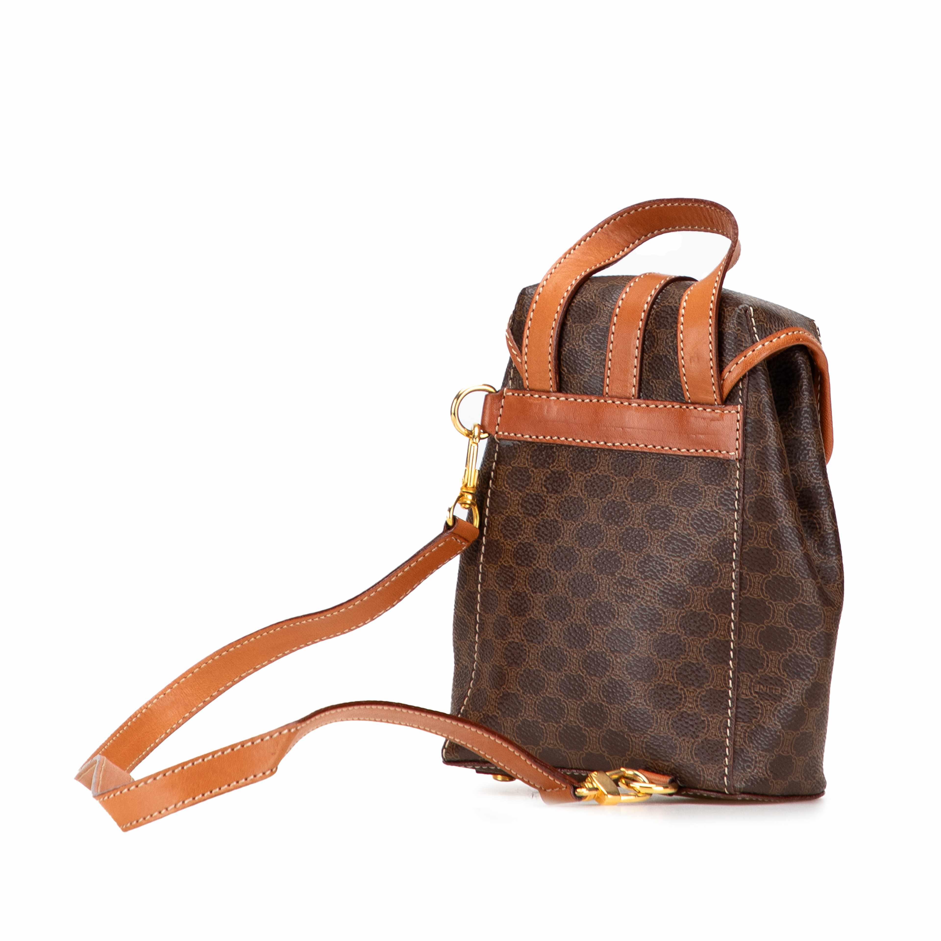 Celine Mini Macadam Coated Canvas Twin Backpack, från Luxclusif, i färgen brown.