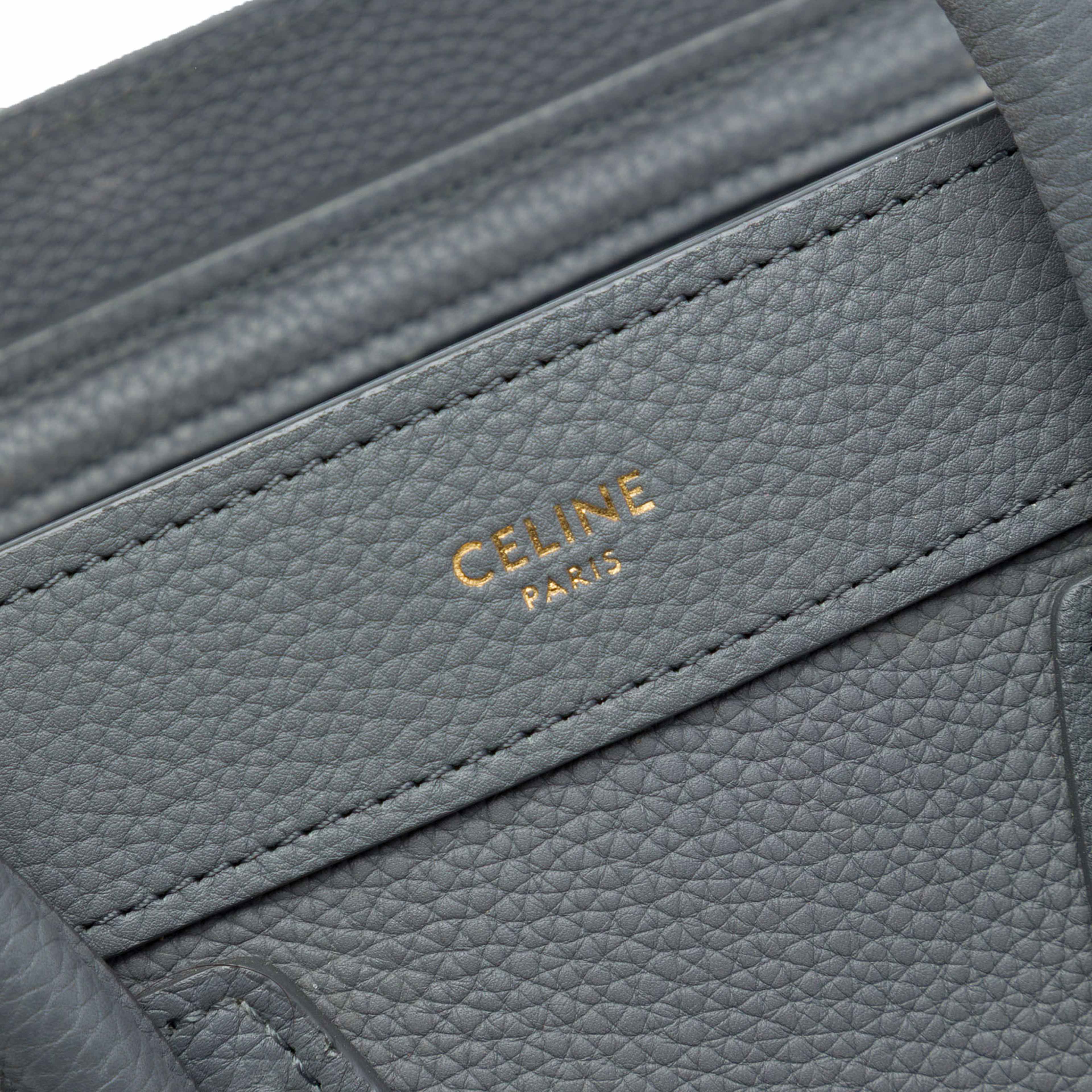 Celine Nano Grained Calfskin Luggage Tote, från Luxclusif, i färgen grå. Klicka för att öppna bilden i stort format