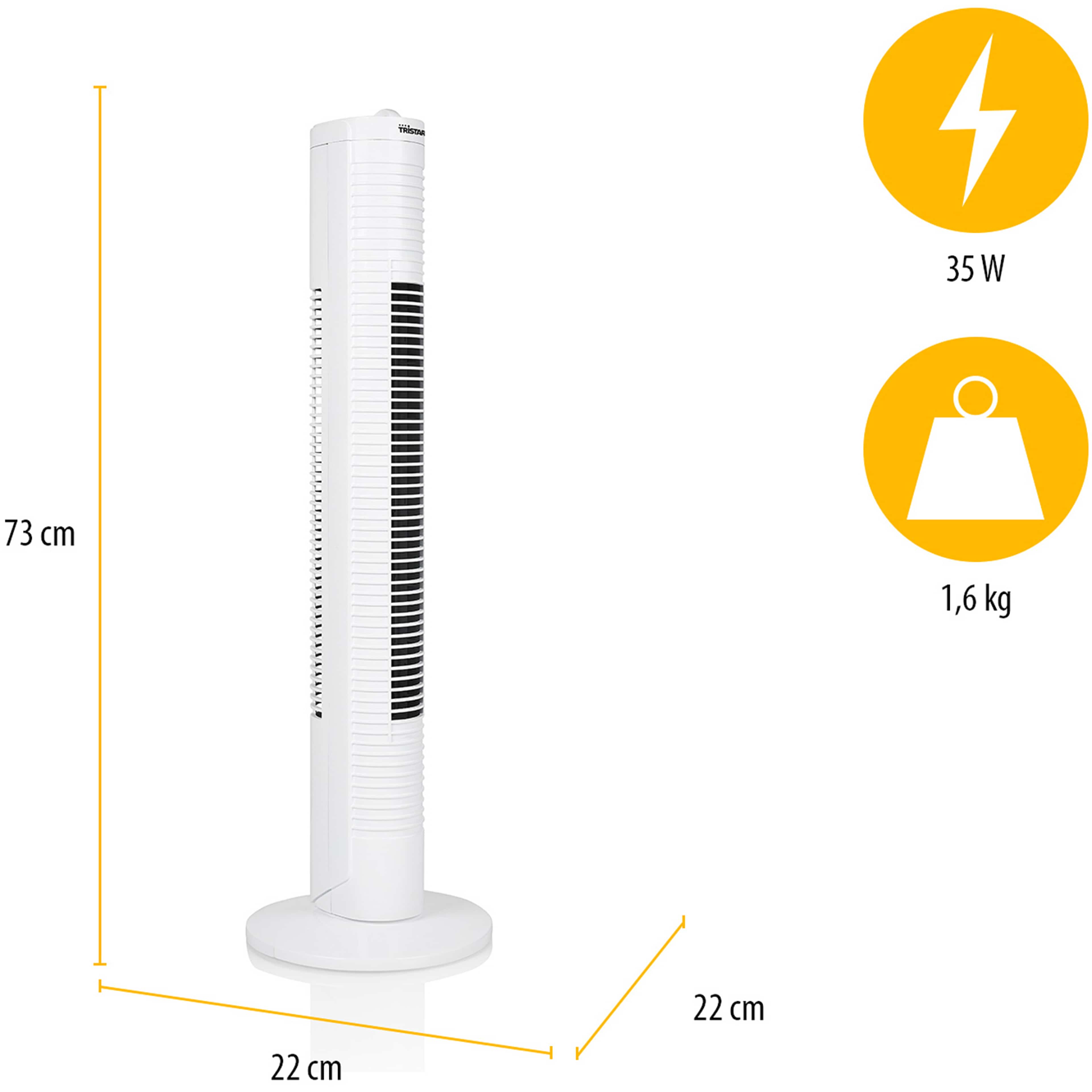 Pelarfläkt Med Timer, från Tristar, i färgen vit. Klicka för att öppna bilden i stort format