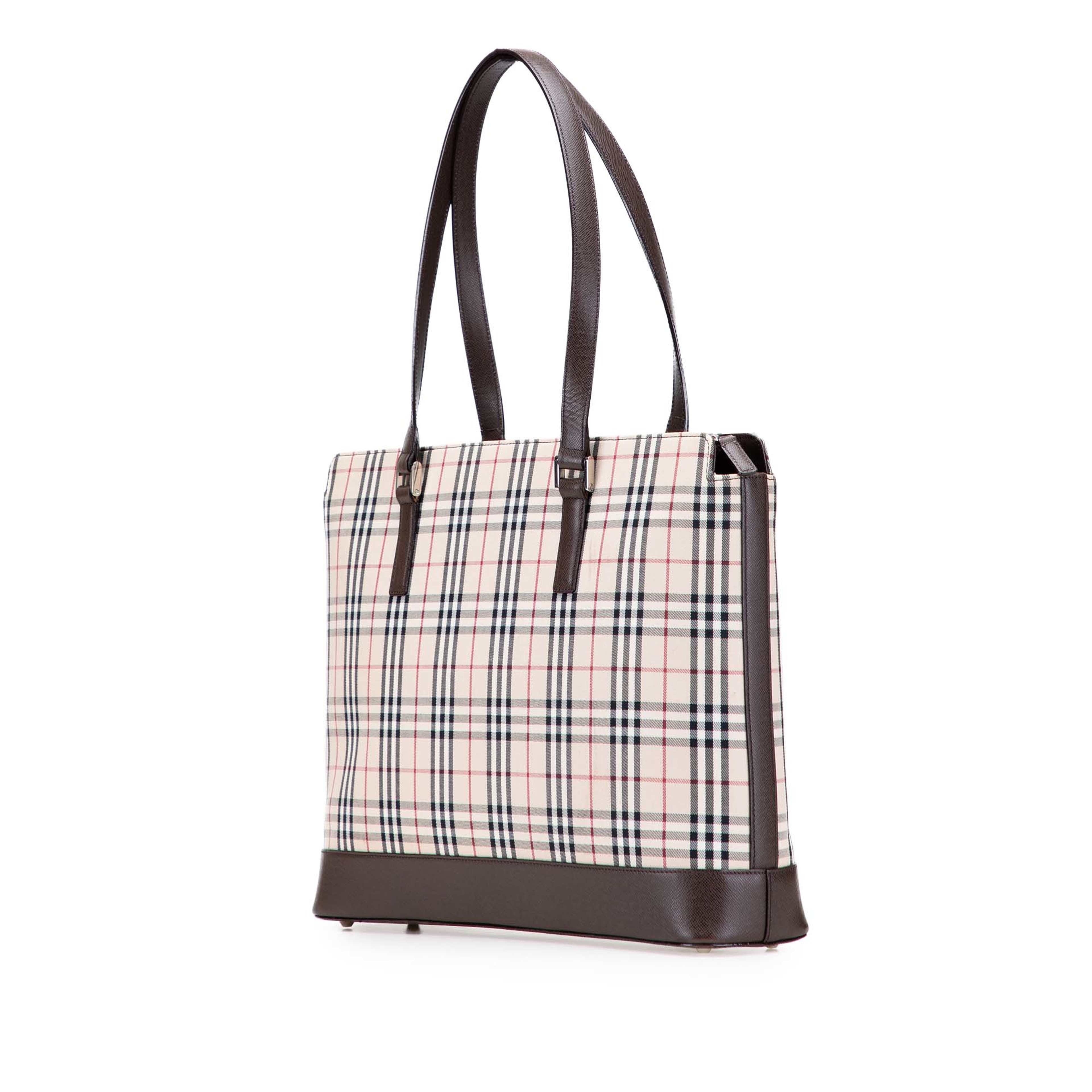 Burberry House Check Canvas Tote, från Luxclusif, i färgen beige. Klicka för att öppna bilden i stort format