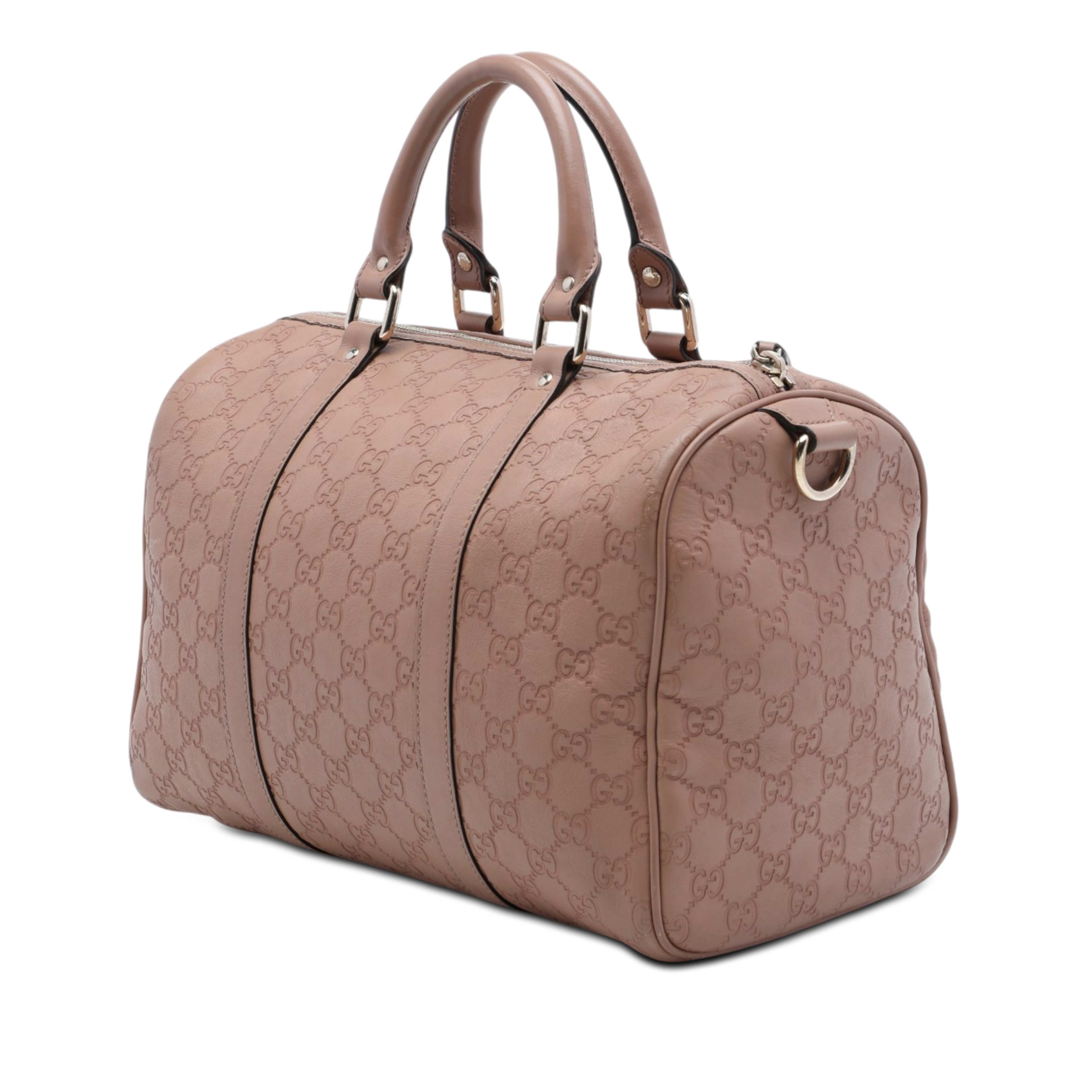Gucci Medium Guccissima Joy Boston Bag, från Luxclusif, i färgen brun. Klicka för att öppna bilden i stort format