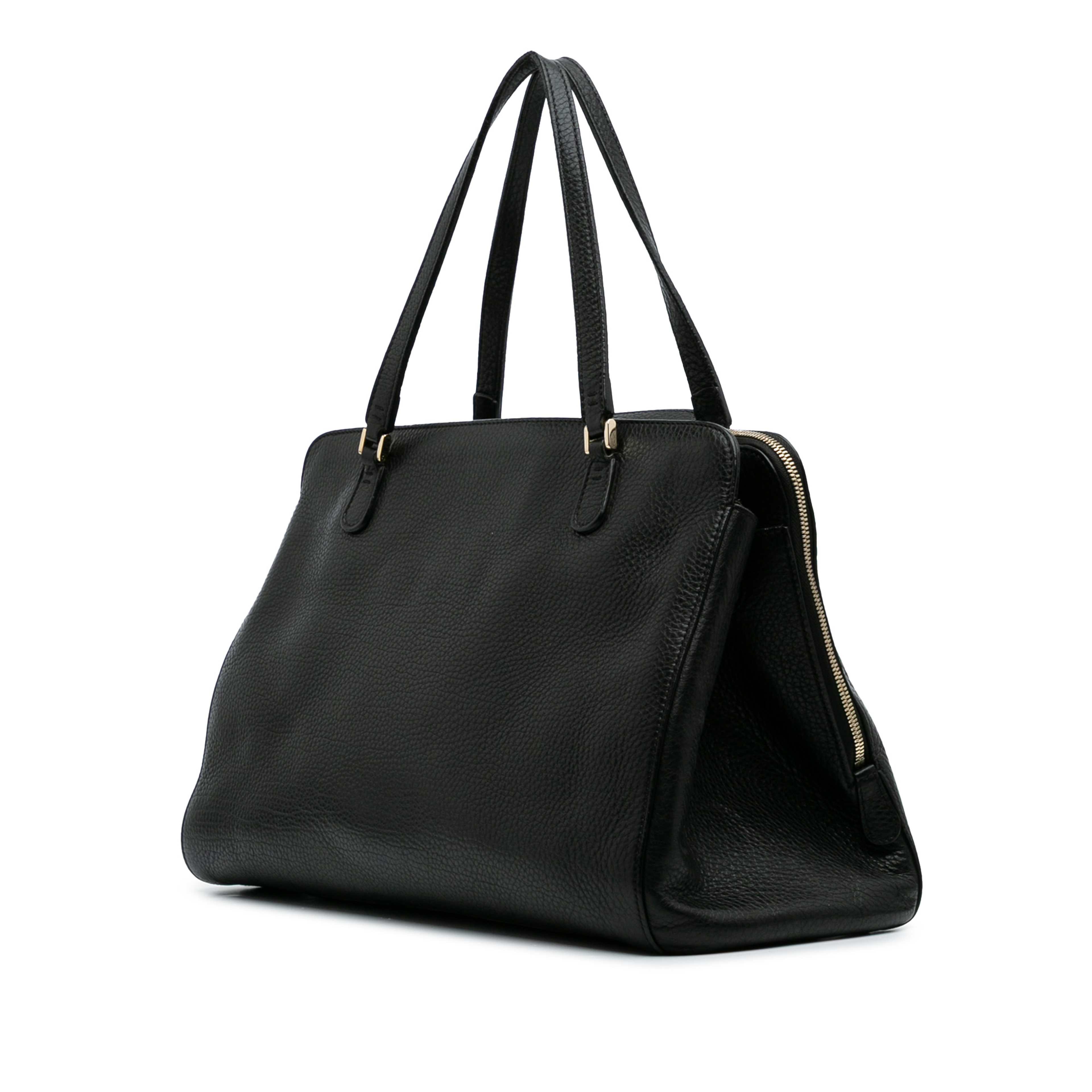 Gucci Leather Soho Convertible Tote, från Luxclusif, i färgen black. Klicka för att öppna bilden i stort format