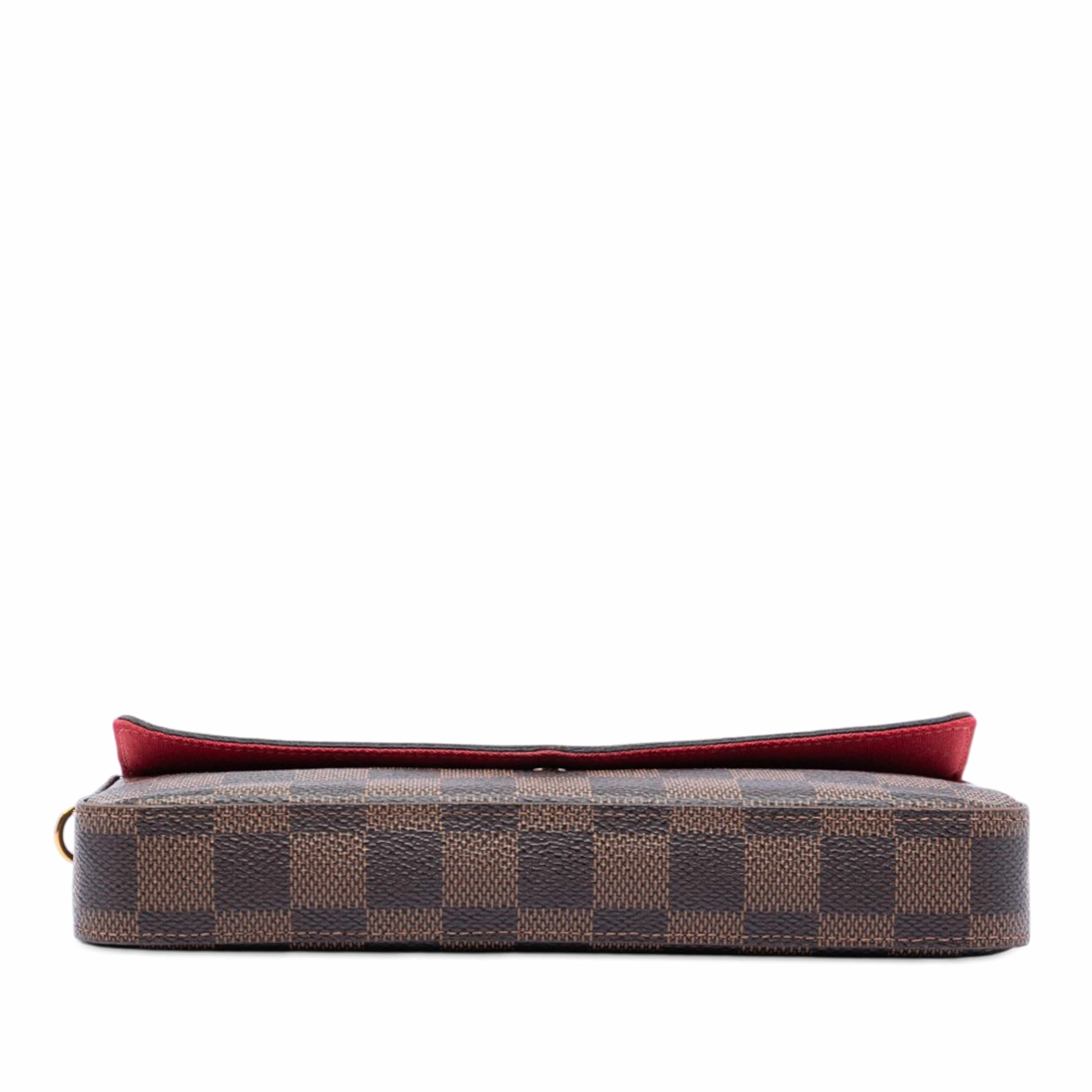 Louis Vuitton Damier Ebene Pochette Felicie, från Luxclusif, i färgen brown. Klicka för att öppna bilden i stort format