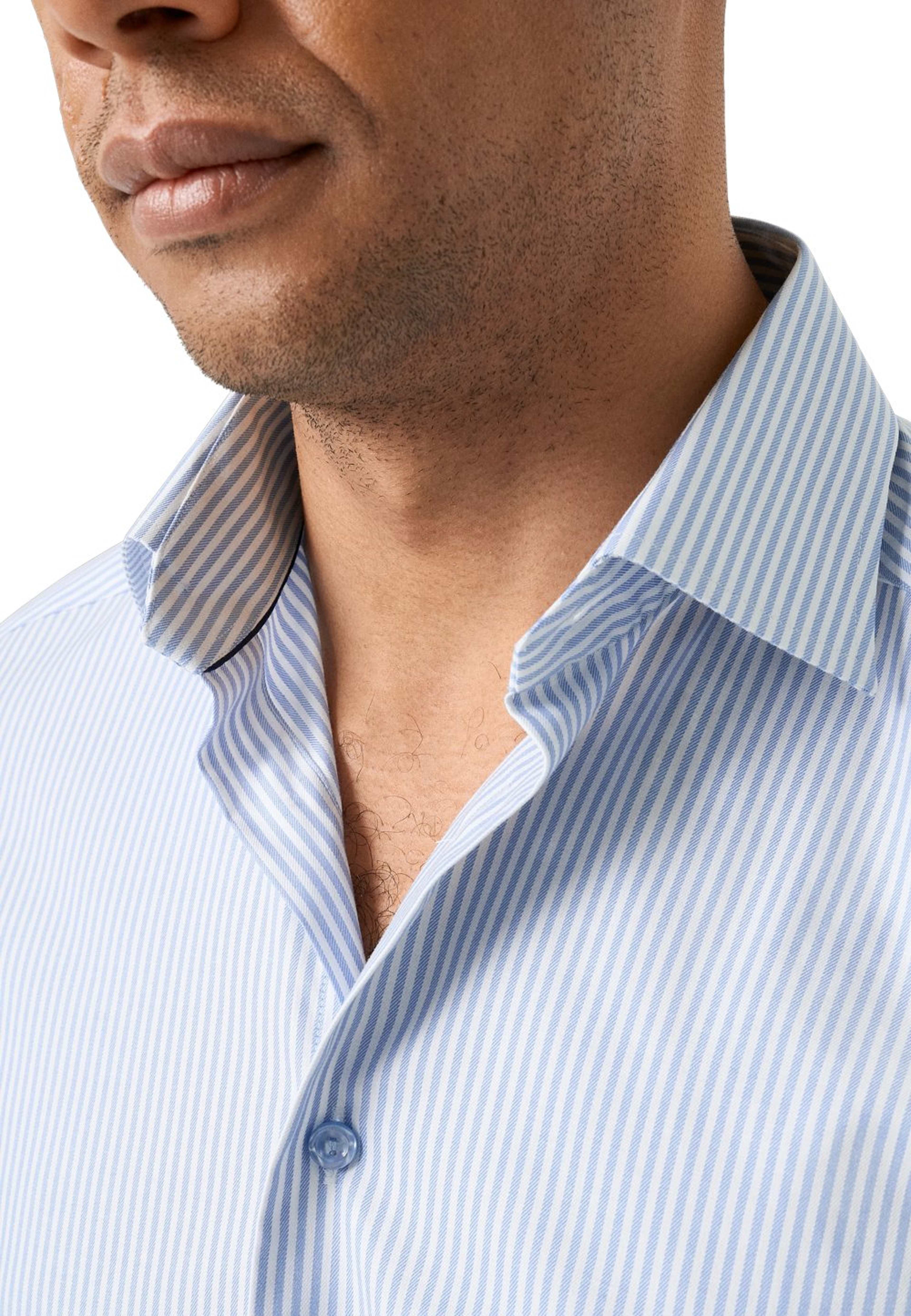 Randig Skjorta I Bomull Tencel™ Lyocell Slim Fit, från Eton, i färgen light blue.