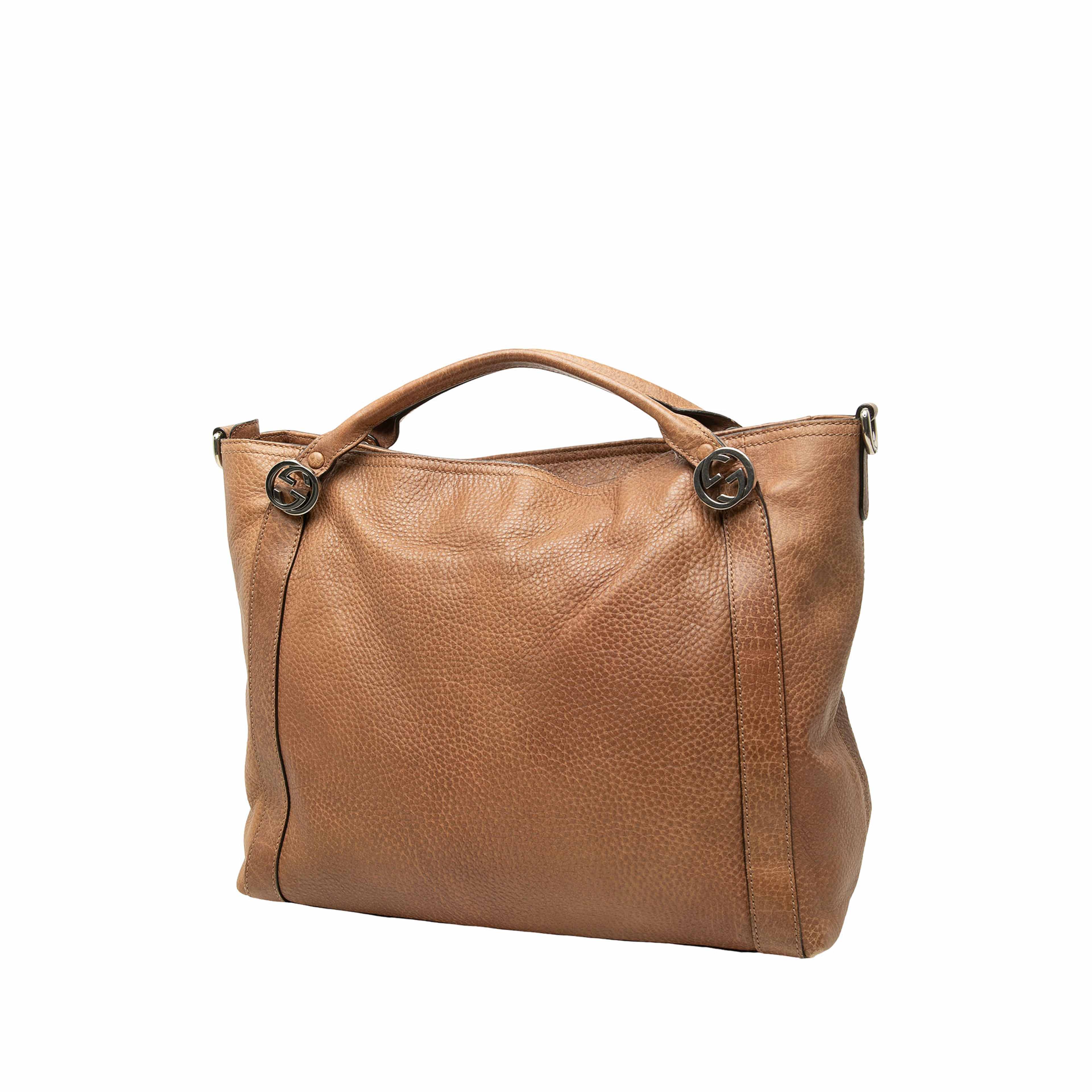 Gucci Medium Leather Miss Gg Satchel, från Luxclusif, i färgen brun. Klicka för att öppna bilden i stort format