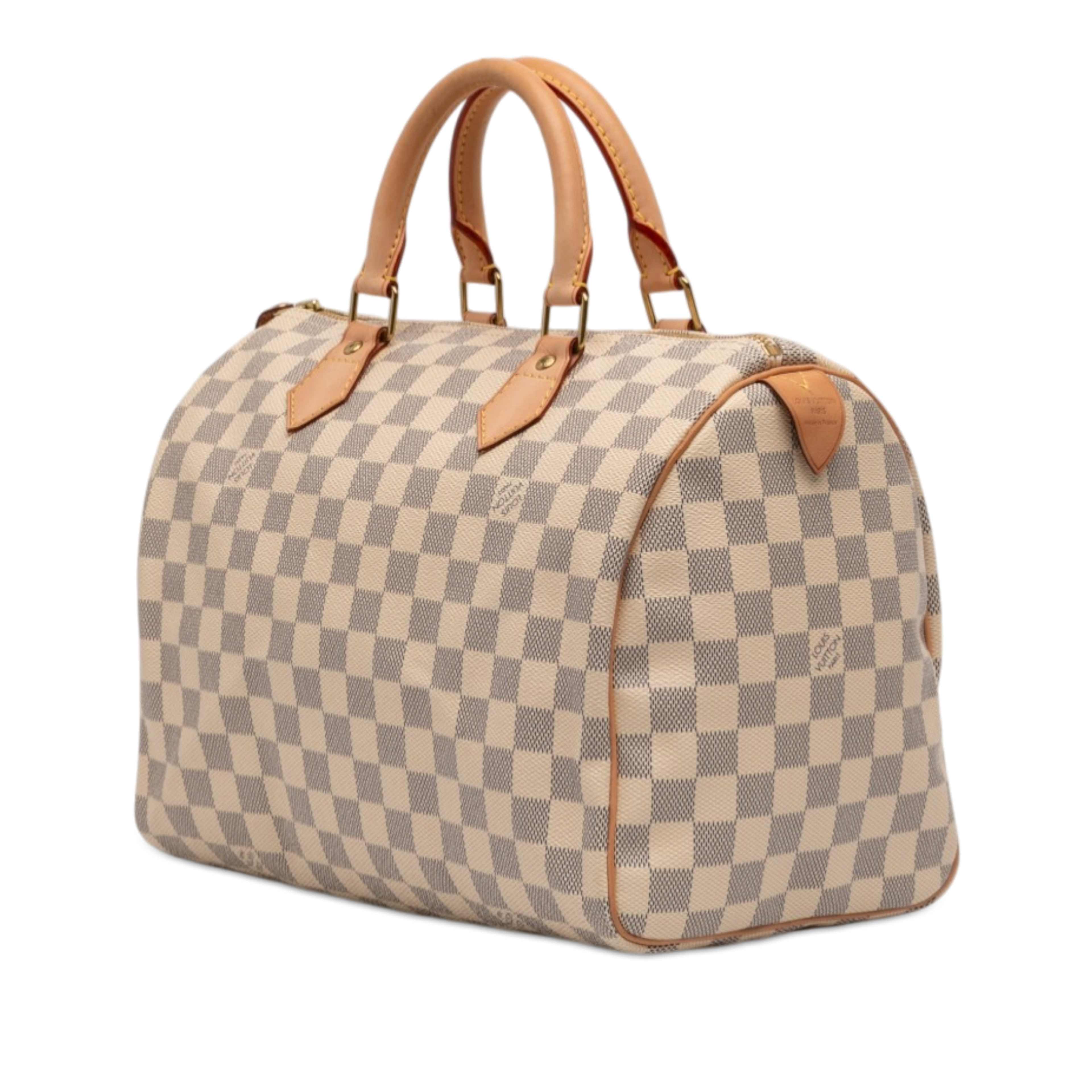 Louis Vuitton Damier Azur Speedy 30, från Luxclusif, i färgen white. Klicka för att öppna bilden i stort format