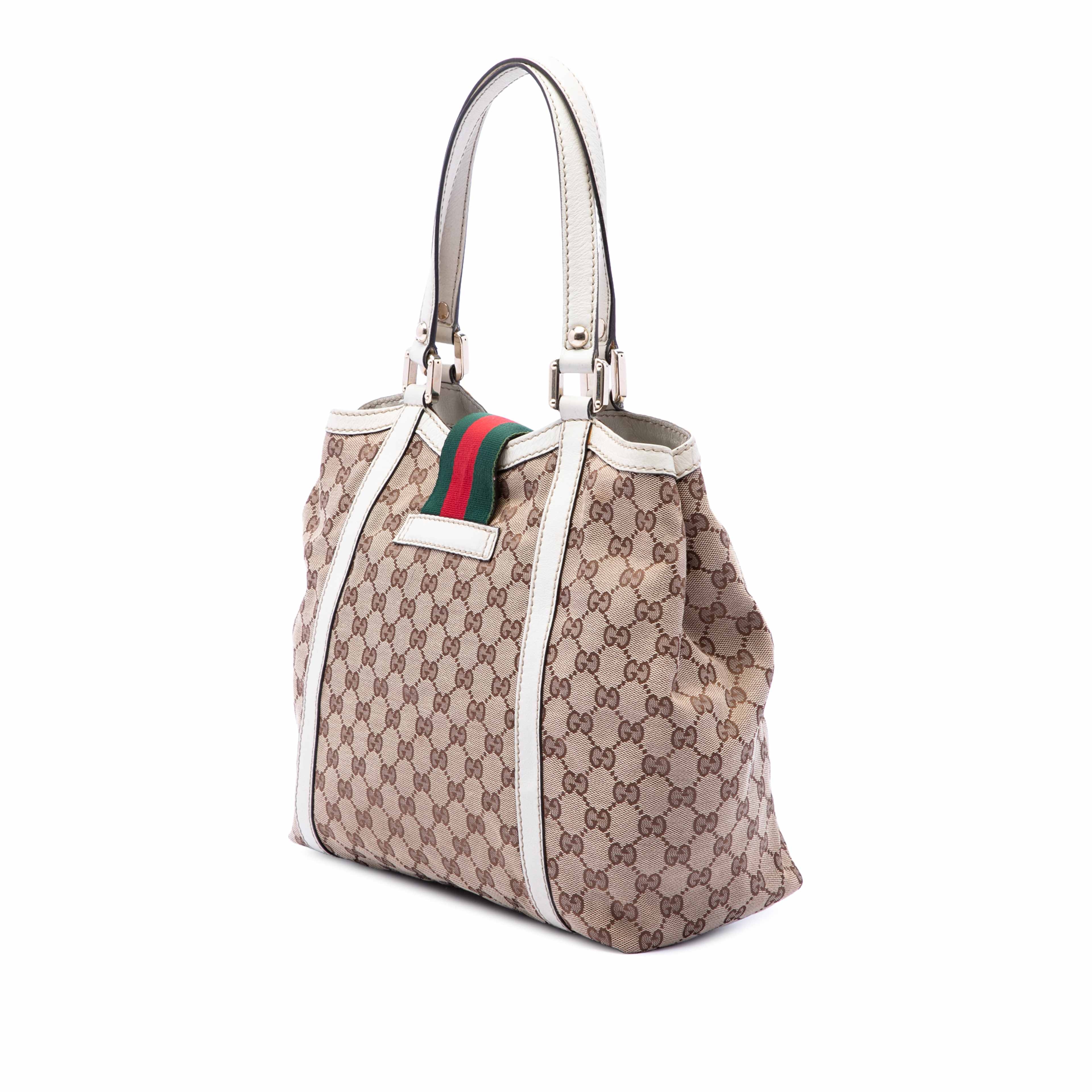 Gucci Gg Canvas Web New Ladies Tote, från Luxclusif, i färgen beige. Klicka för att öppna bilden i stort format