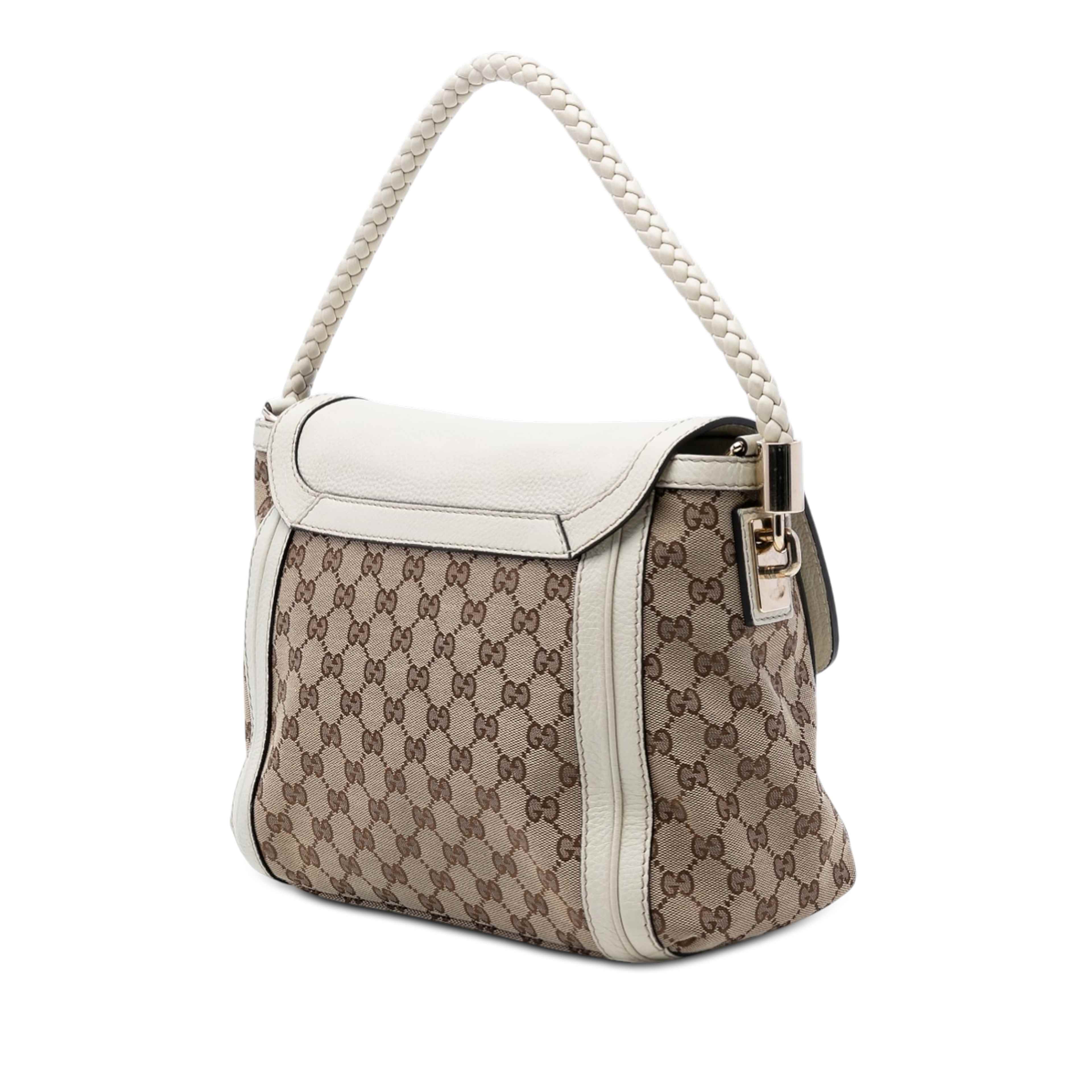 Gucci Gg Canvas Bella Flap Satchel, från Luxclusif, i färgen beige. Klicka för att öppna bilden i stort format