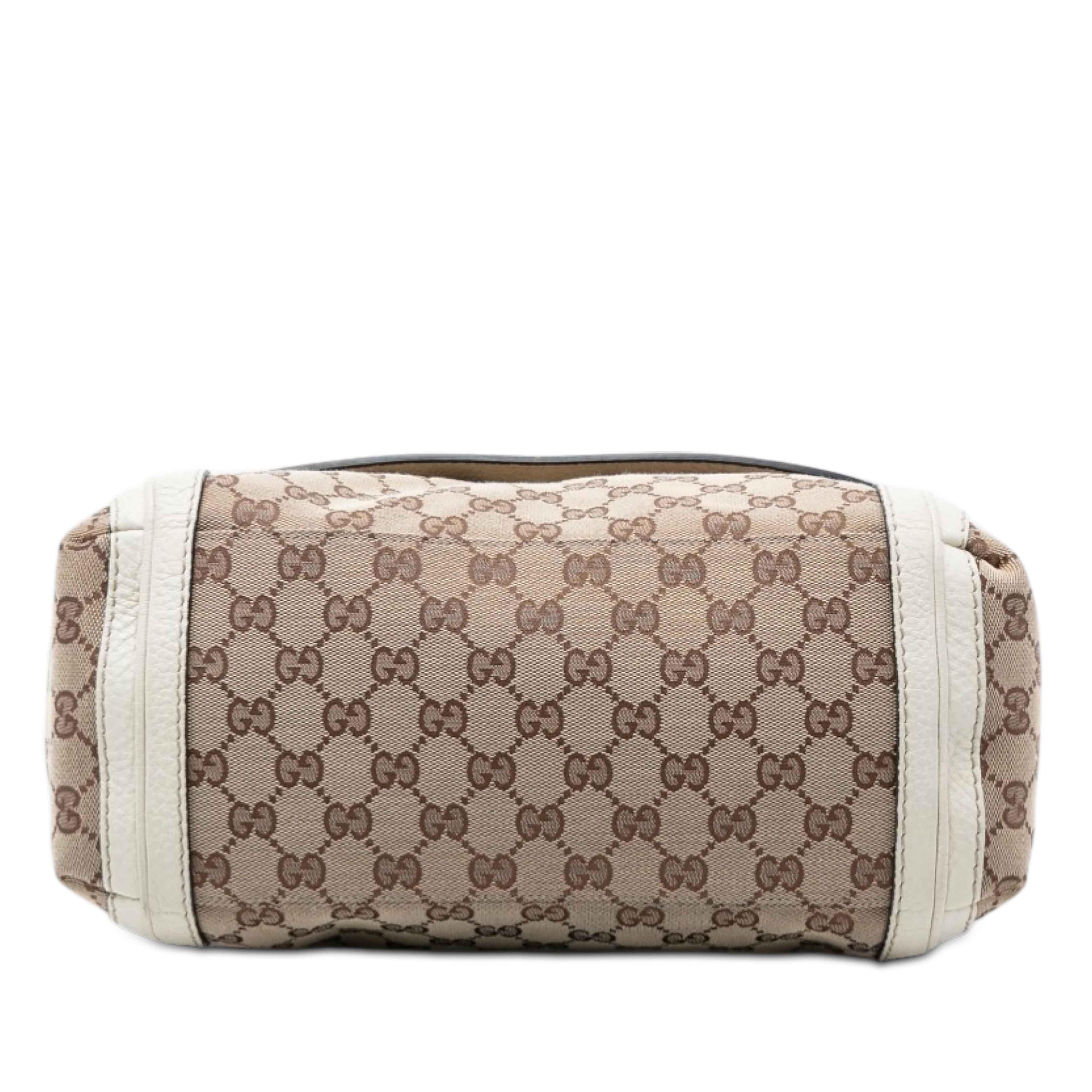 Gucci Gg Canvas Bella Flap Satchel, från Luxclusif, i färgen beige. Klicka för att öppna bilden i stort format
