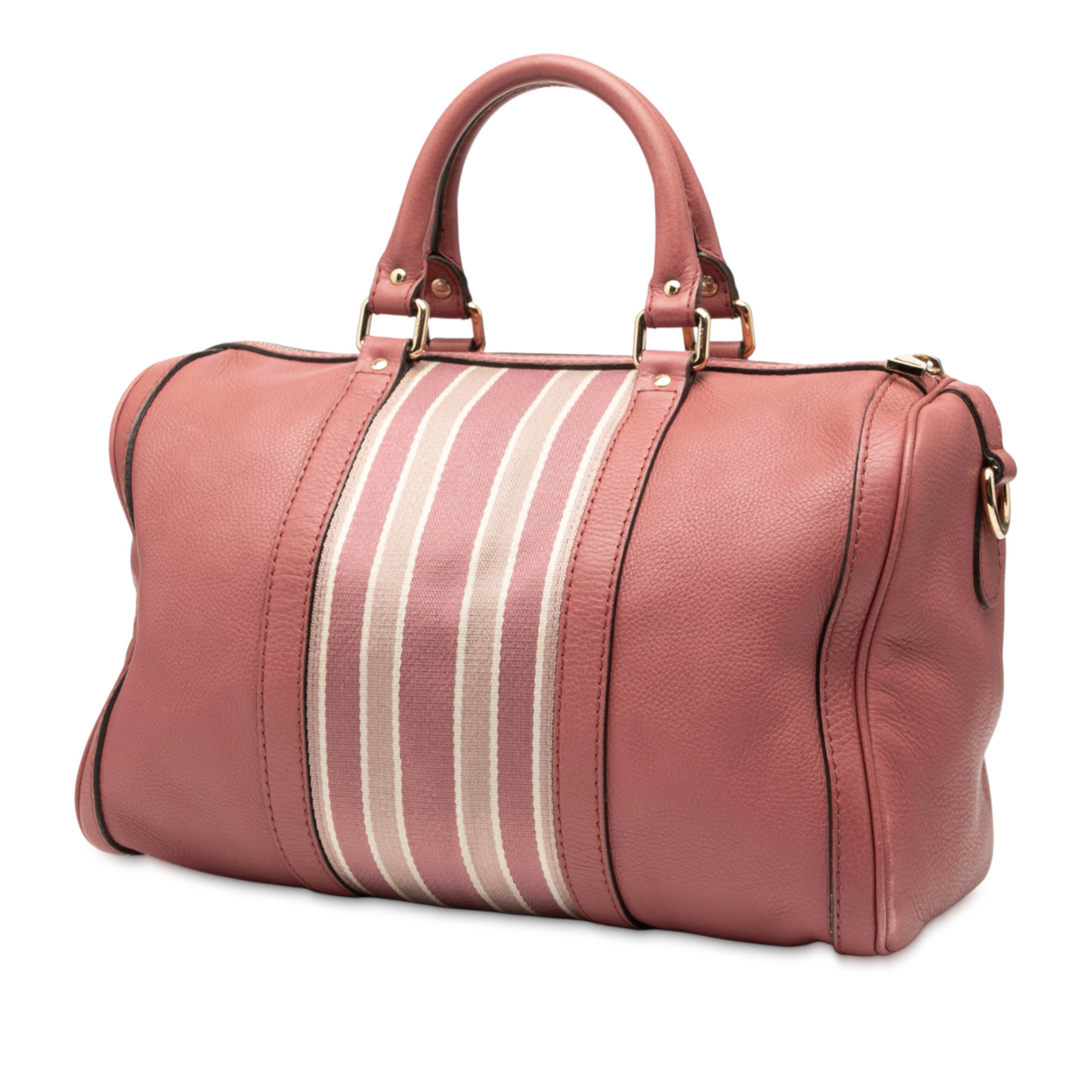 Gucci Medium Calfskin Web Joy Boston Bag, från Luxclusif, i färgen pink. Klicka för att öppna bilden i stort format