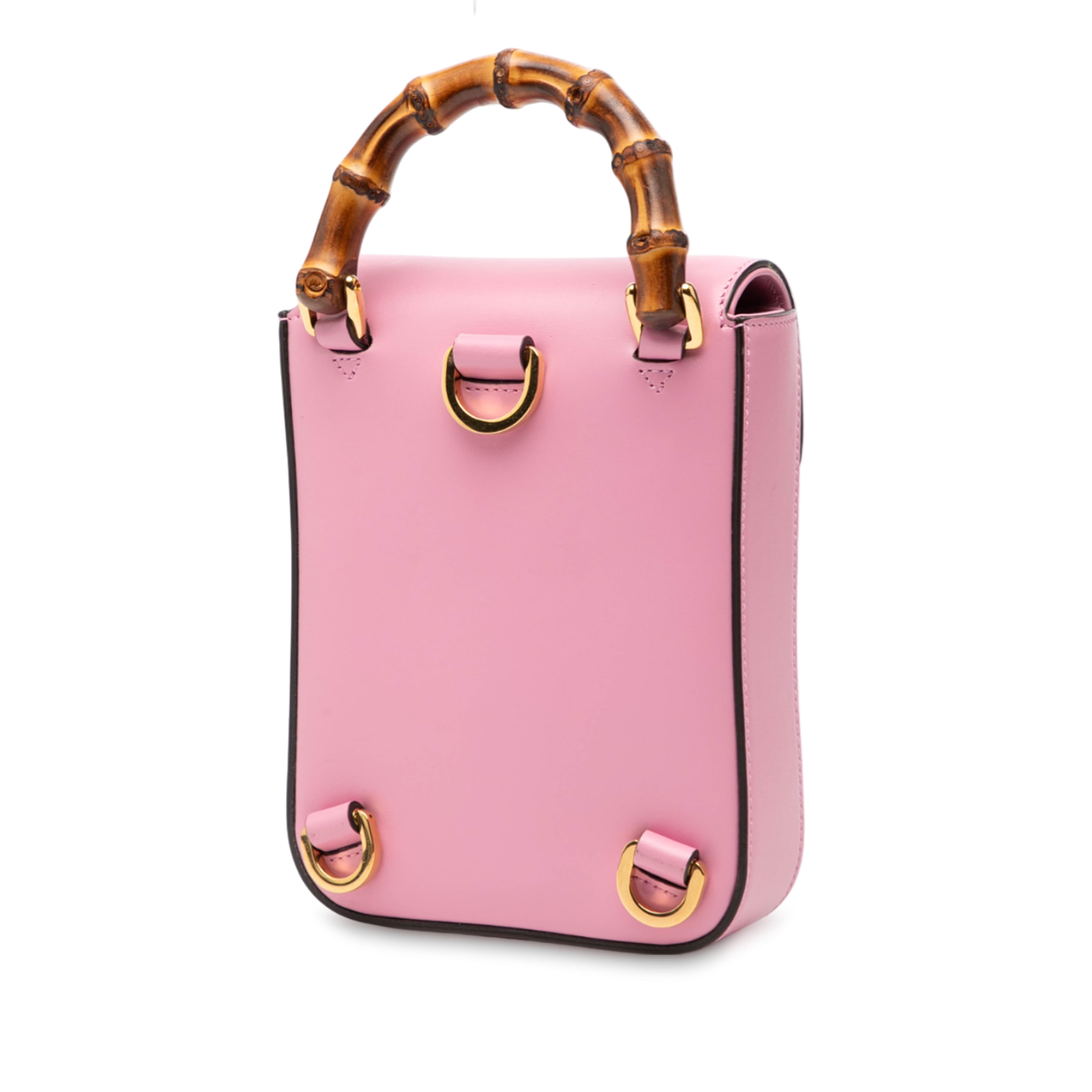 Gucci Mini Calfskin Bamboo Top Handle Bag, från Luxclusif, i färgen pink. Klicka för att öppna bilden i stort format